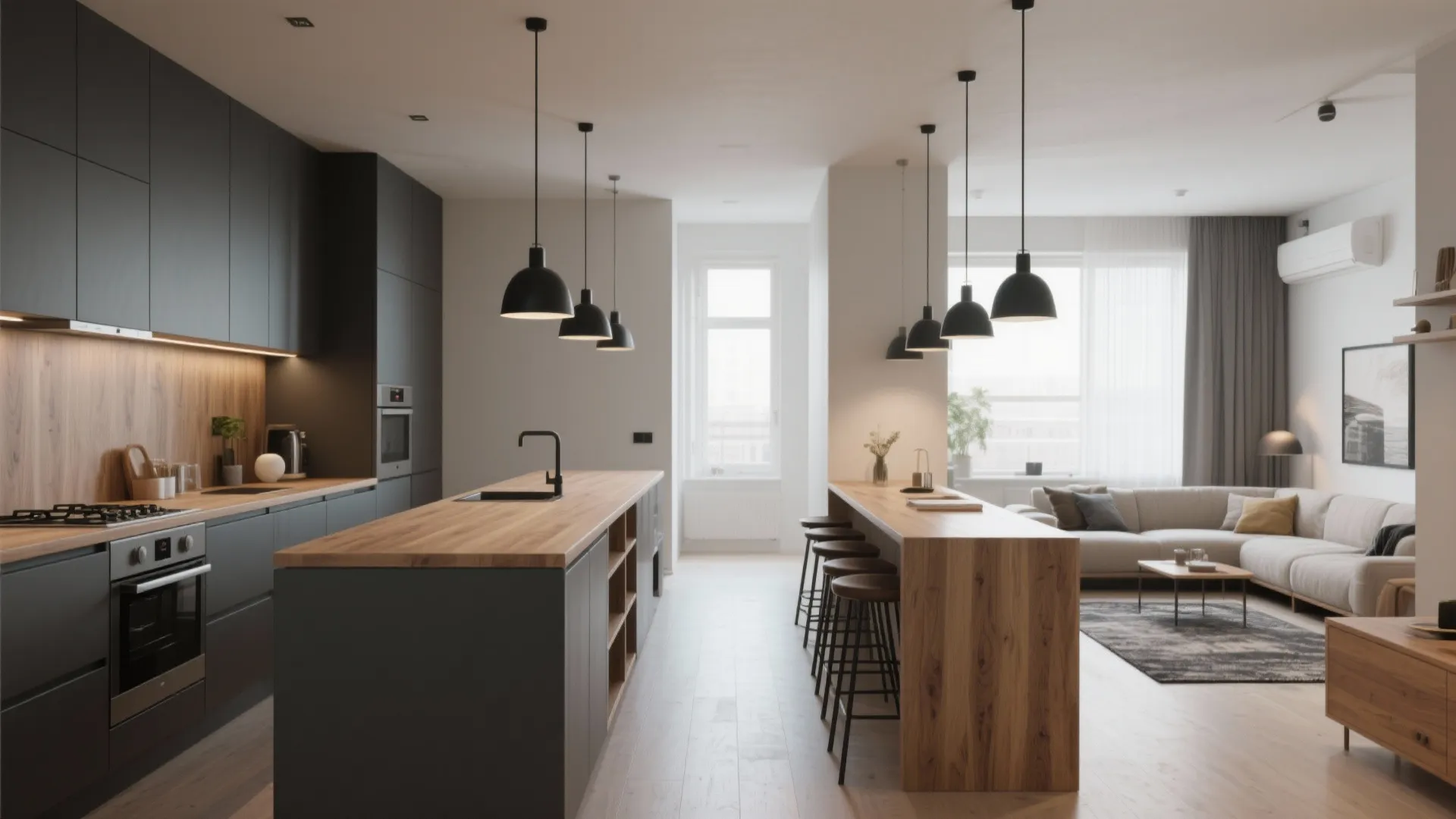 2. Kitchen Island as the Natural Divider