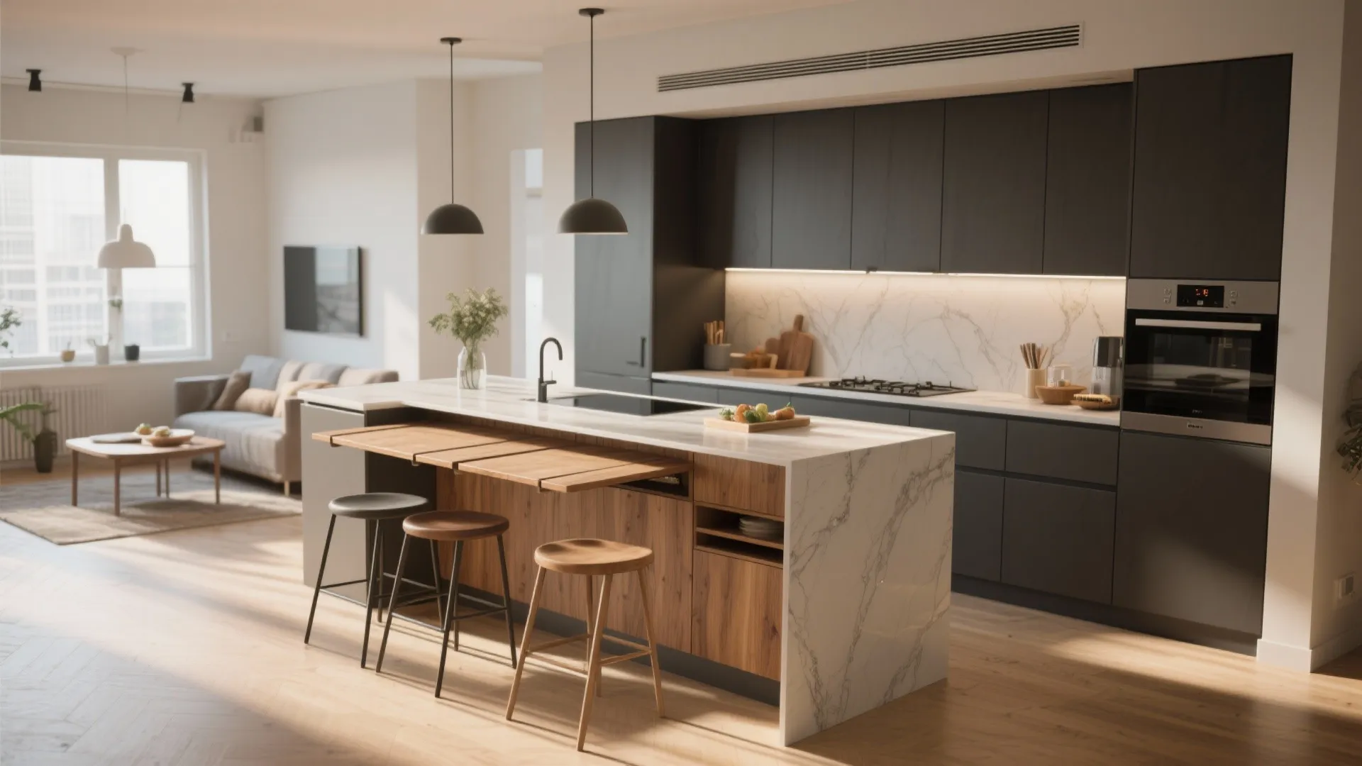 5. Multi-functional island with drop leaf