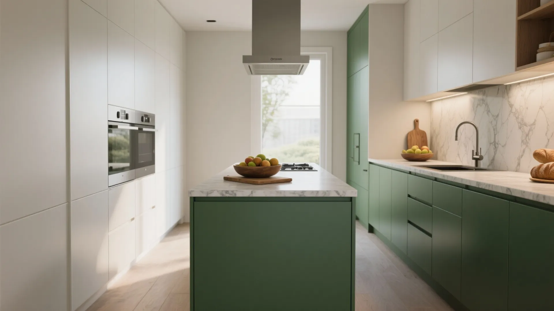 2. Forest green island as a focal point