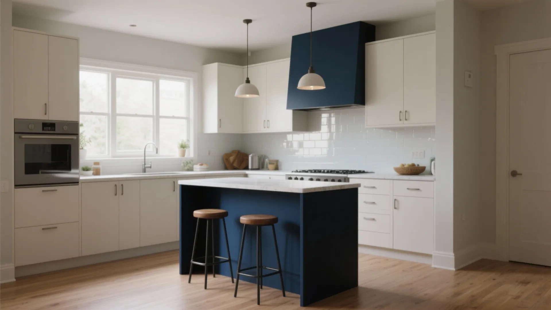 2. Blue-black island as the focal point