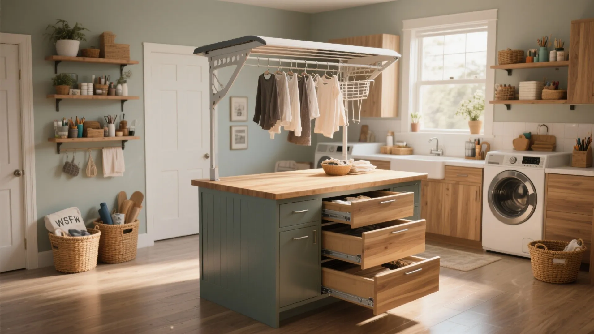 4. Multi-function island with integrated folding top