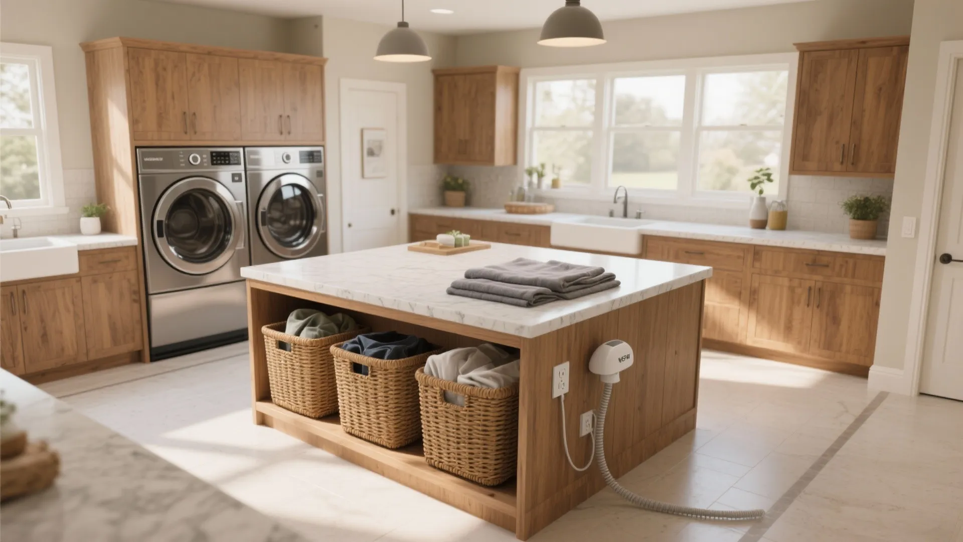 1. Create distinct work zones with a central island