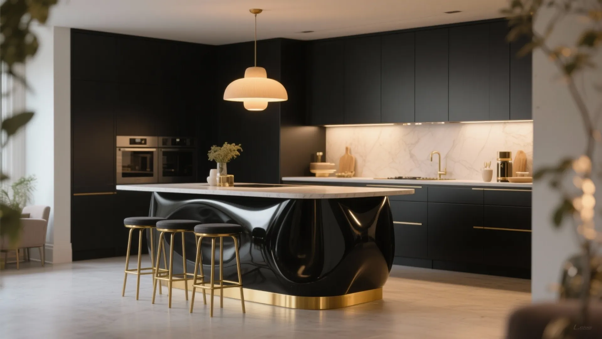 3. Contrast Island with Gold Base Details