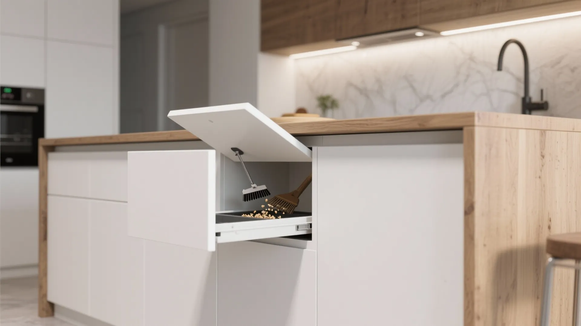 5. Integrated Kitchen Island Bin