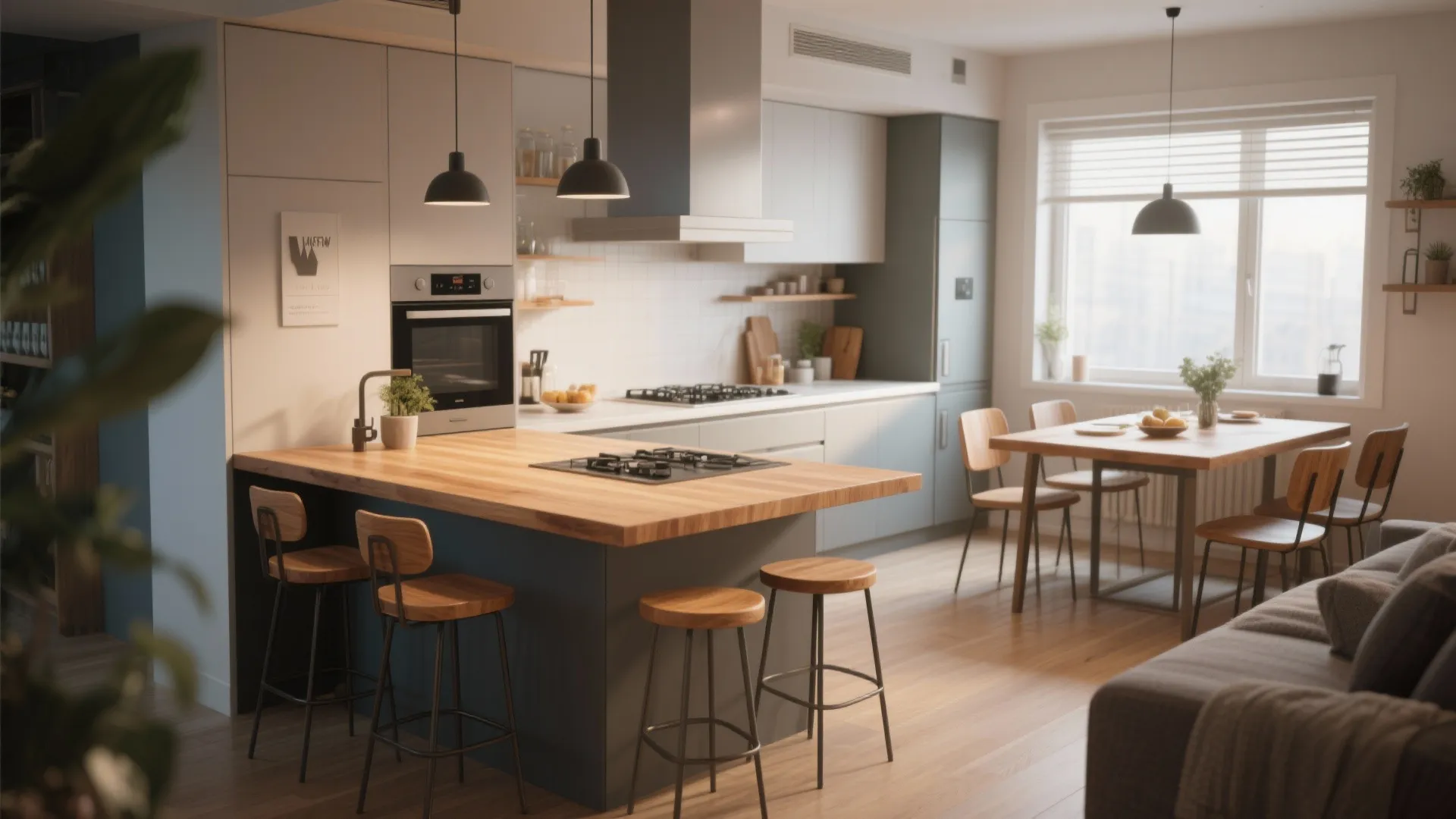 1. Kitchen Island with Integrated Dining