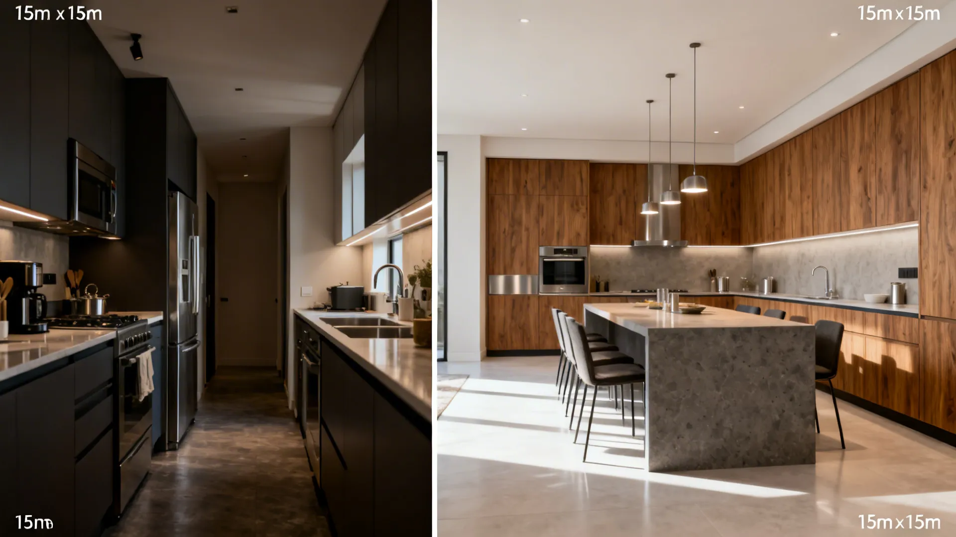 2) L-Shaped Cook Zone with Island Dining