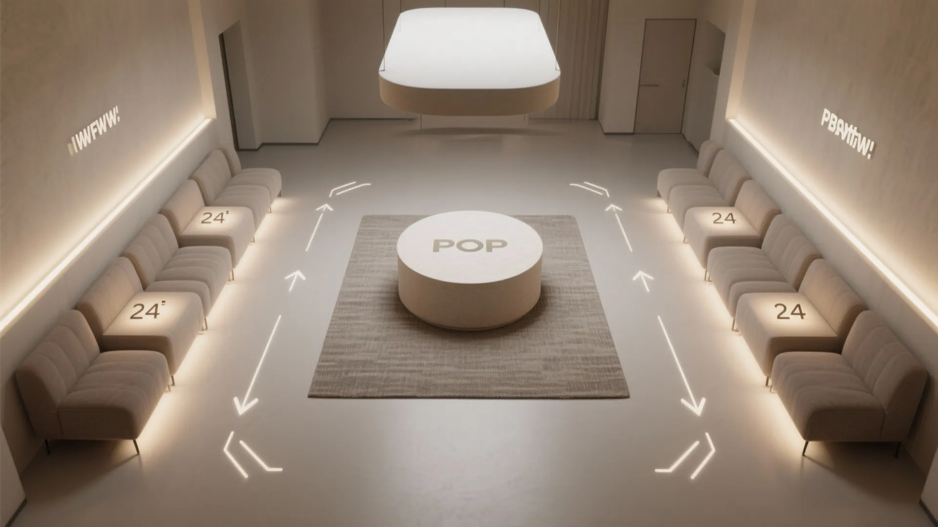 Floating POP island with recessed spots