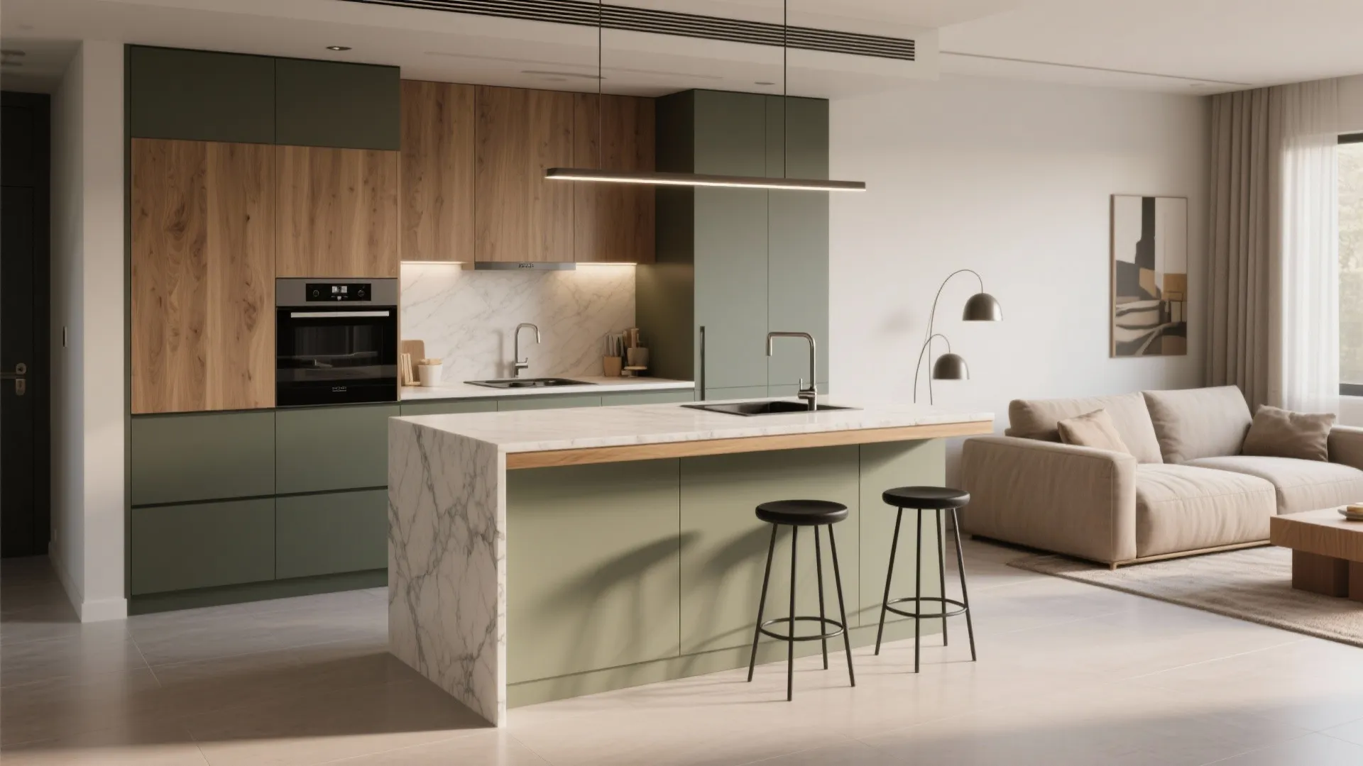 Peninsula or Island Divider with a Raised Ledge