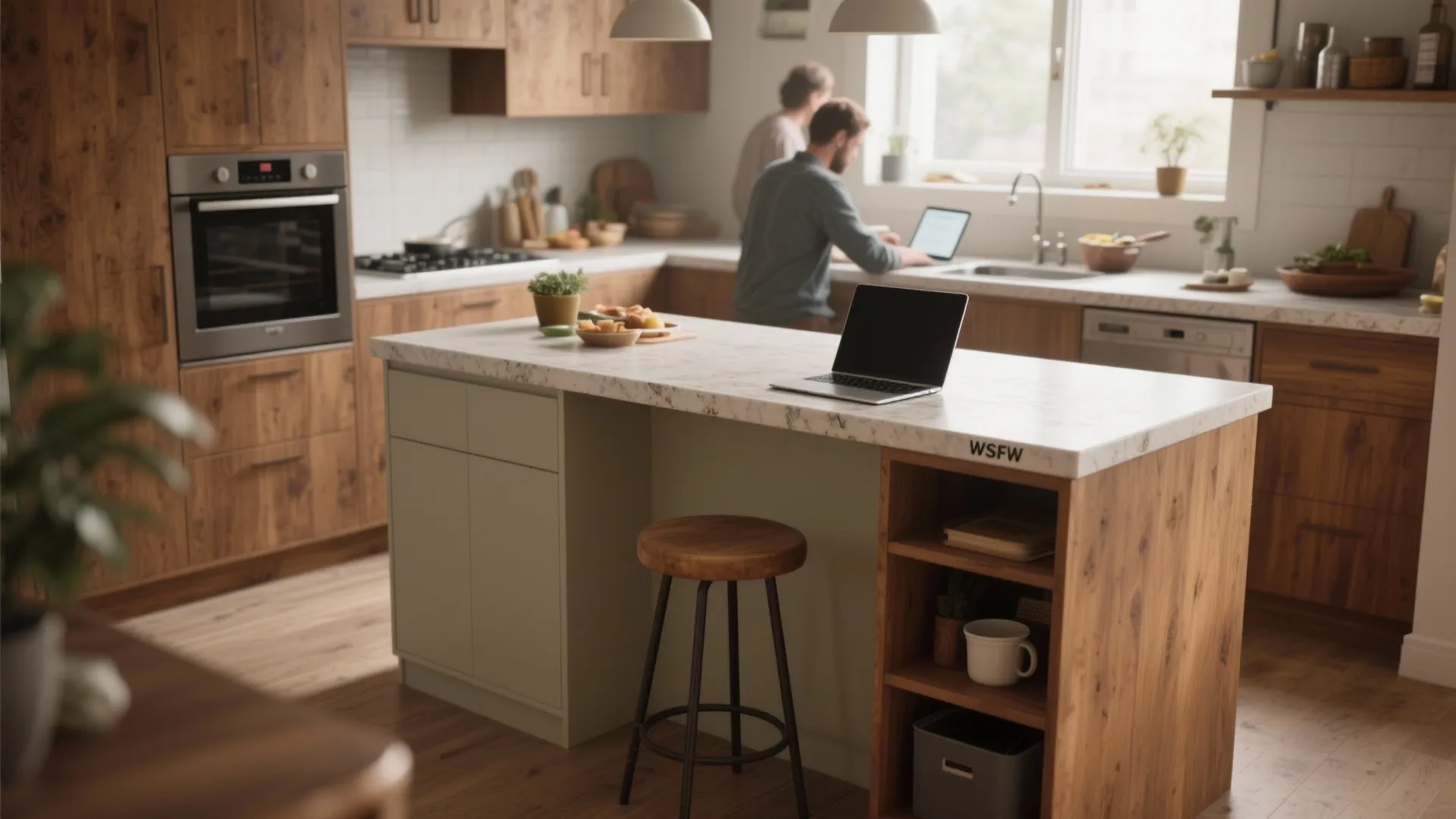 3. Repurposed countertop island as a mini-desk