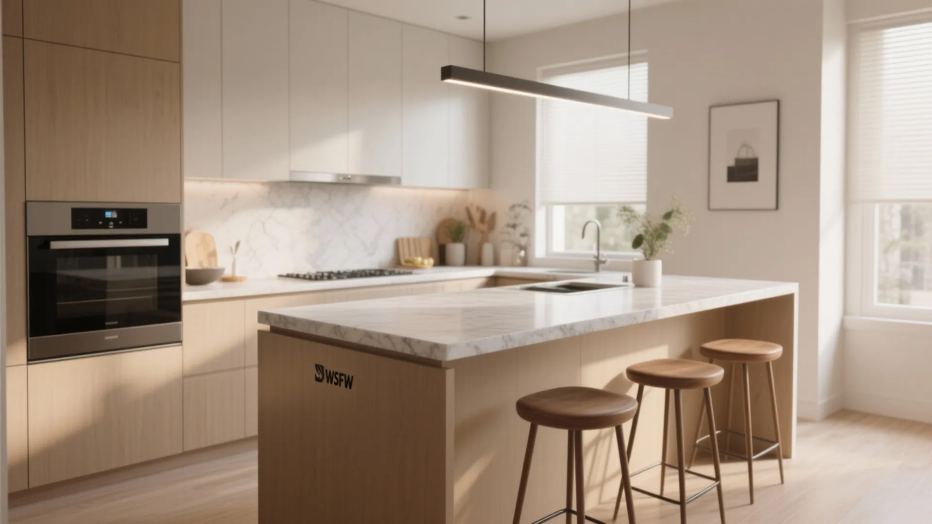 Small kitchen island with countertop overhang and stool seating