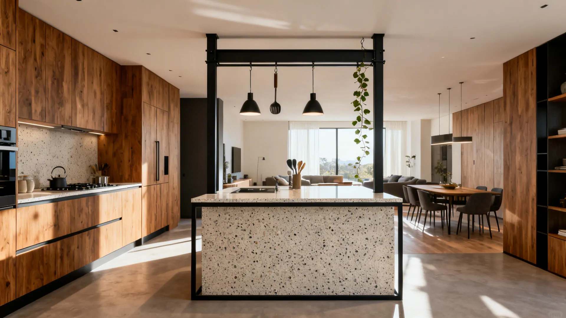 Island + Overhead Frame: The Culinary Stage