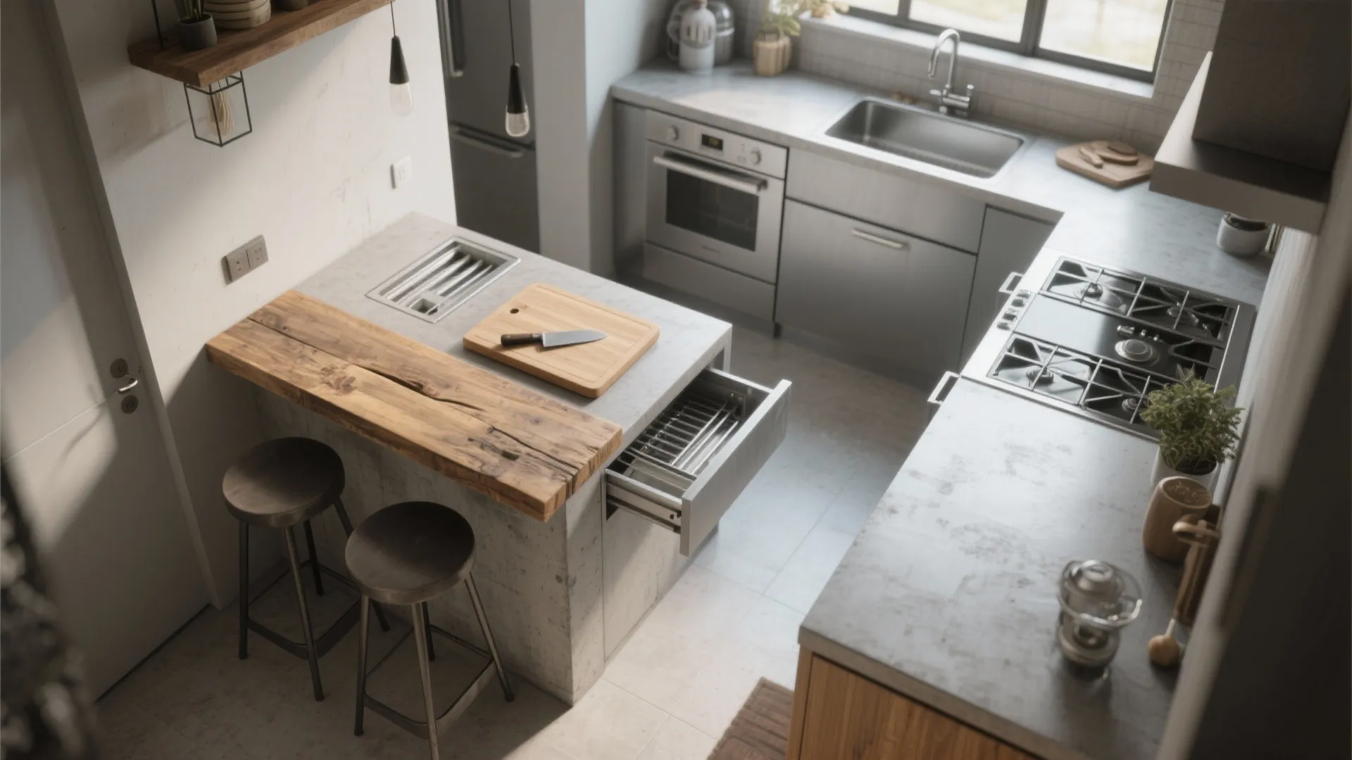 3. Make the island multifunctional — prep, storage, and seating