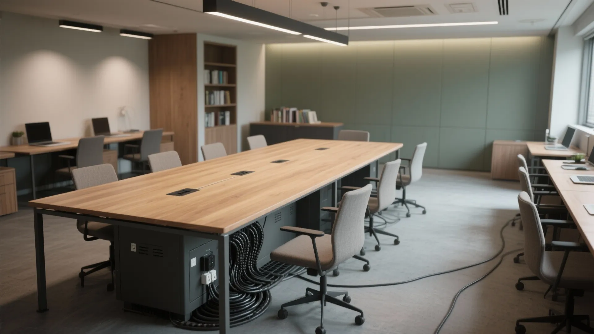 Shared Work Island with Cable-Managed Power