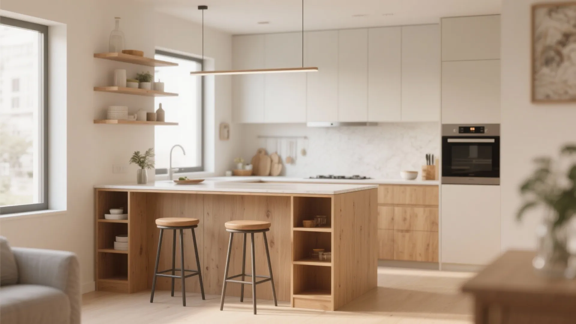 Small kitchen island with bar seating and storage