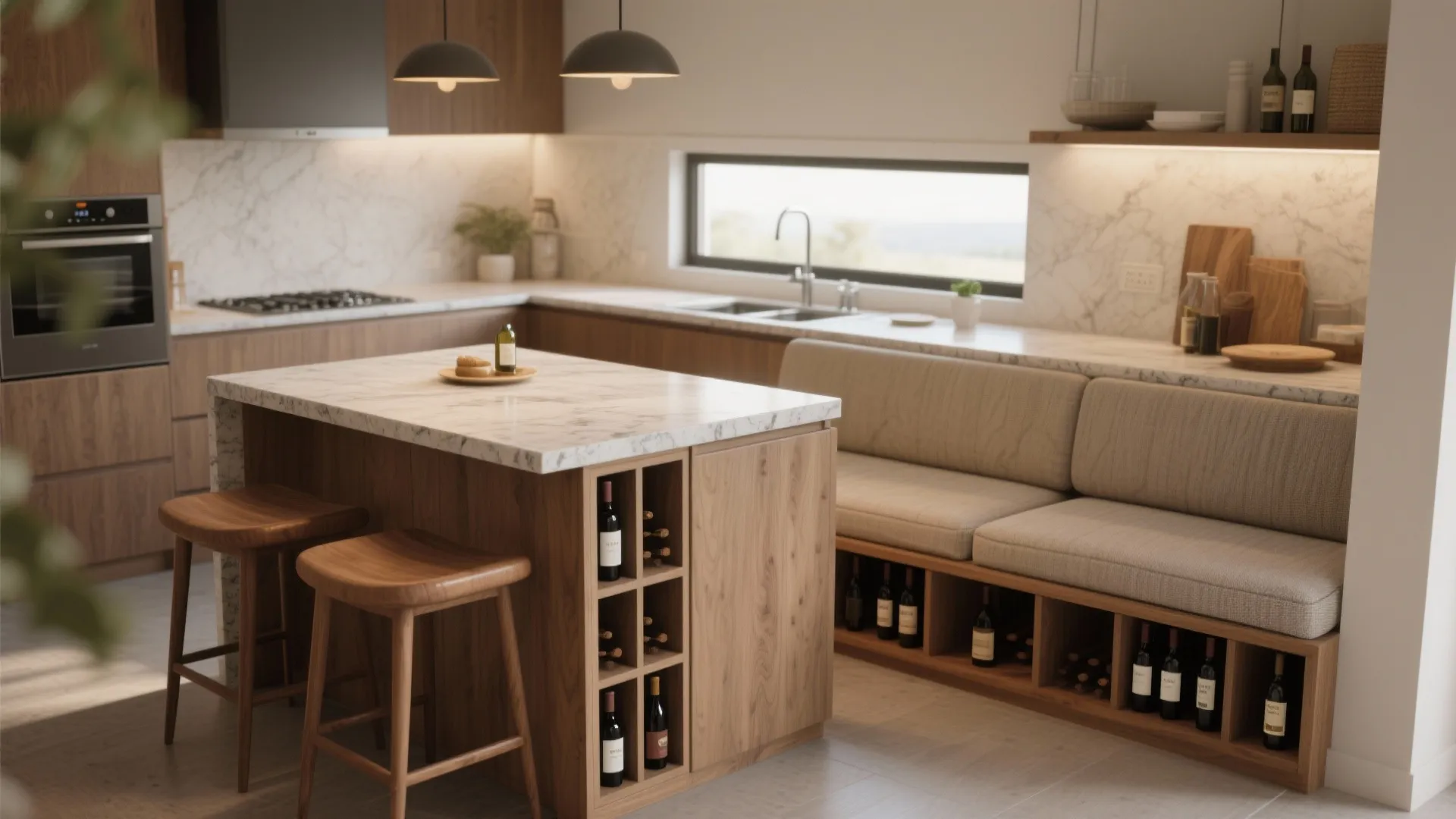 3. Multi-functional seating and islands