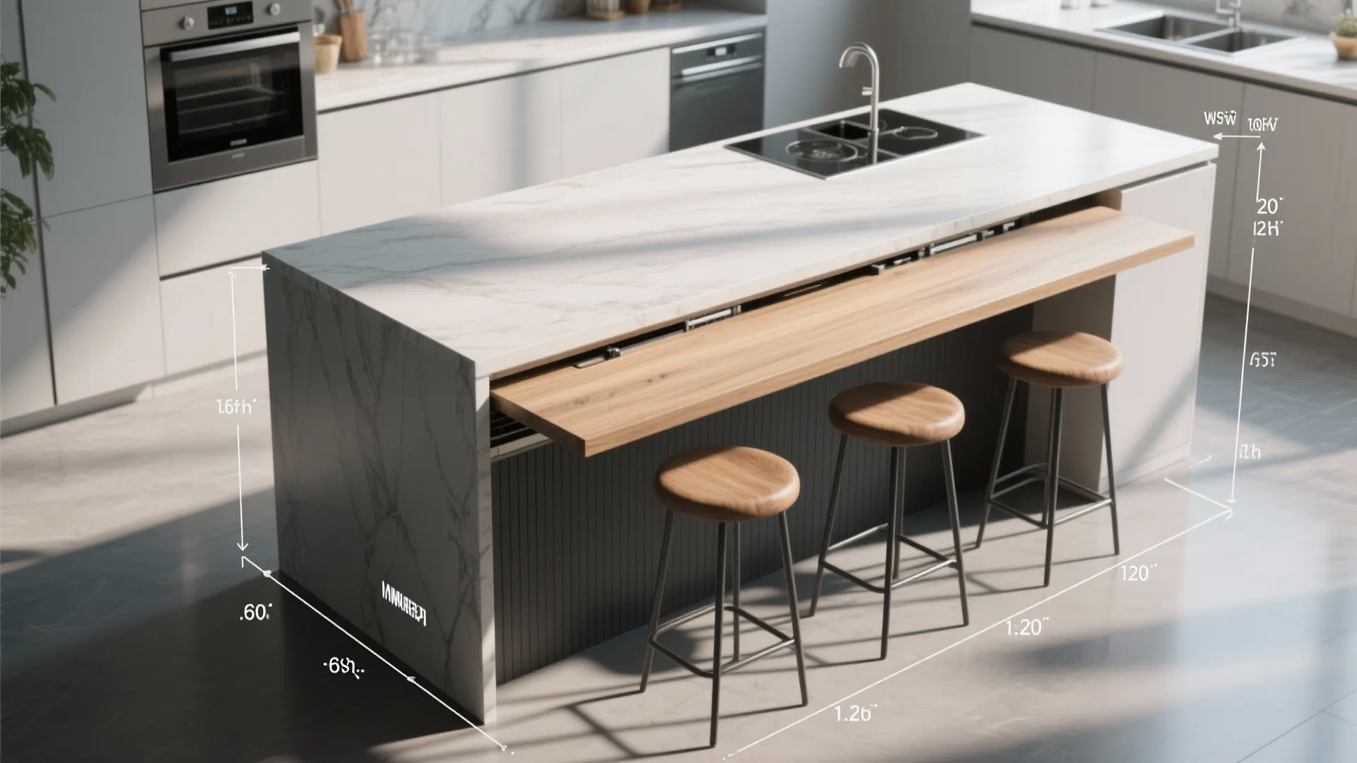 3. Slide-out counter or island extension