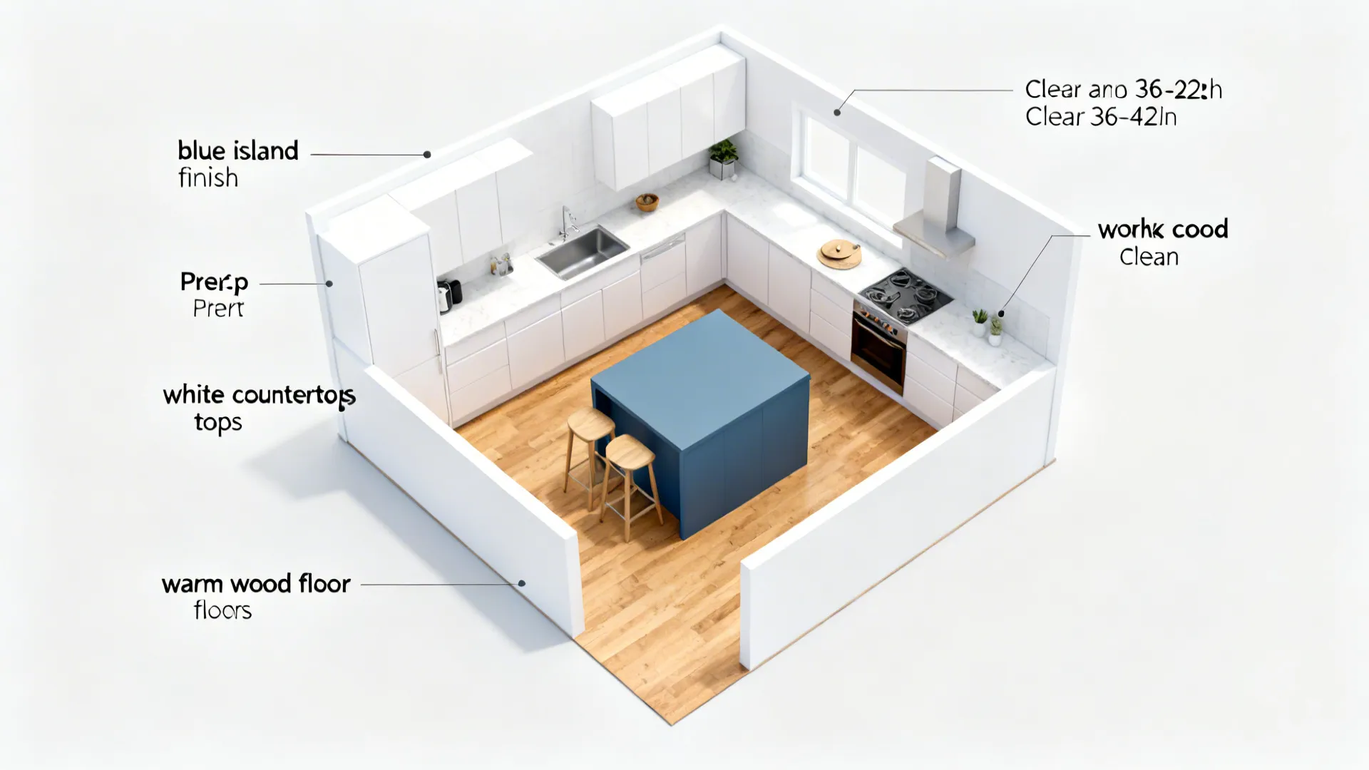 Smoky Blue Island + White Perimeter
