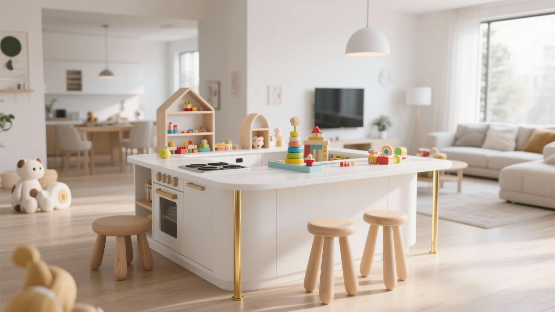 5. Compact island style with white base and gold legs