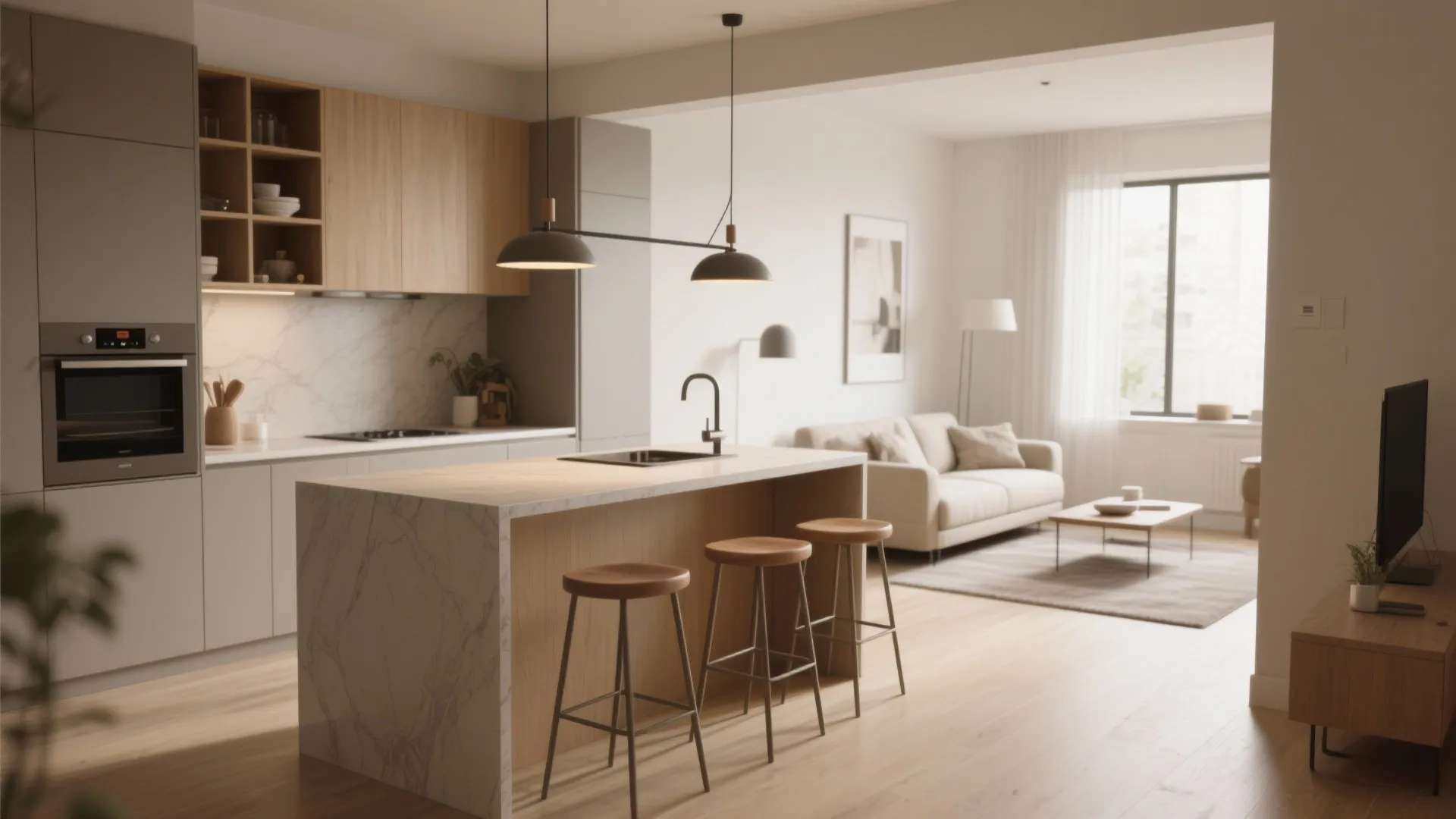 1. Zoning with a kitchen island