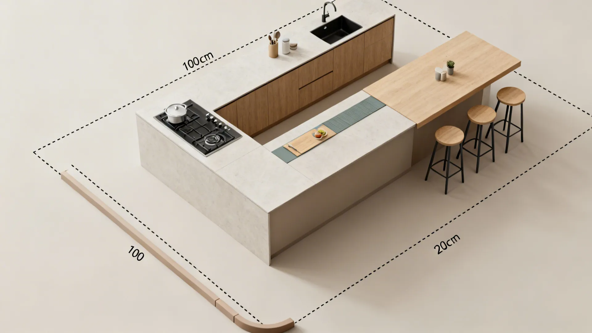 2) Zoned Safety Edge: Cook, Prep, and Dine on One Slab