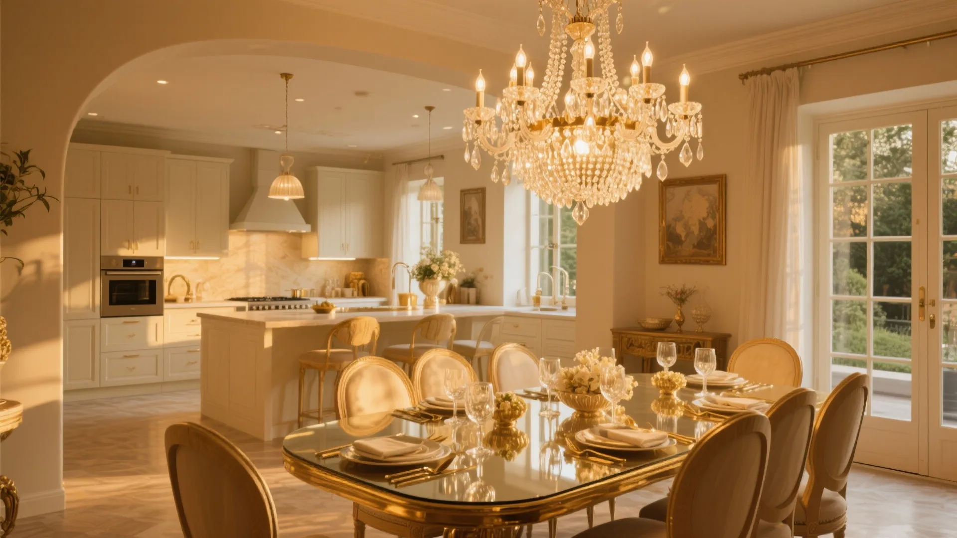 4. Statement Chandelier in the Dining Area