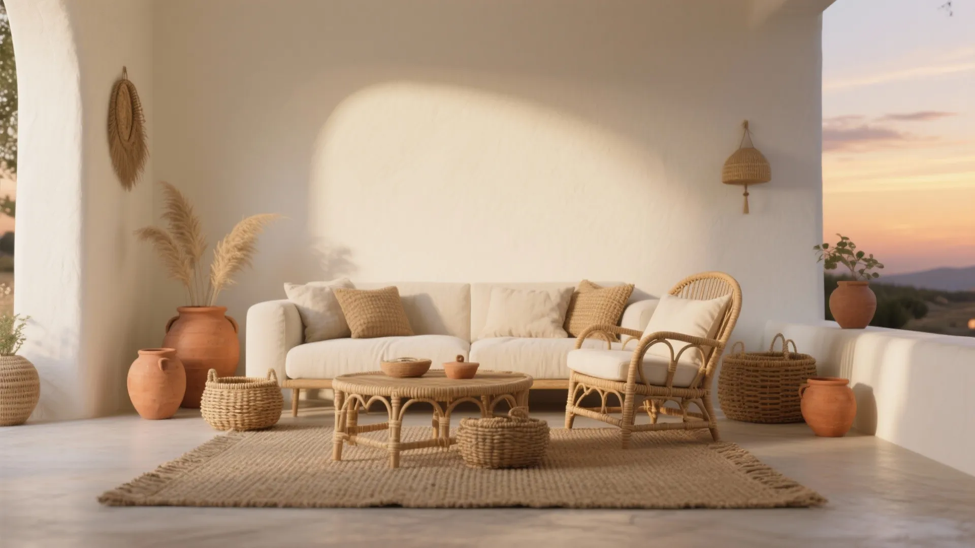 Ivory, Terracotta and Rattan Warmth