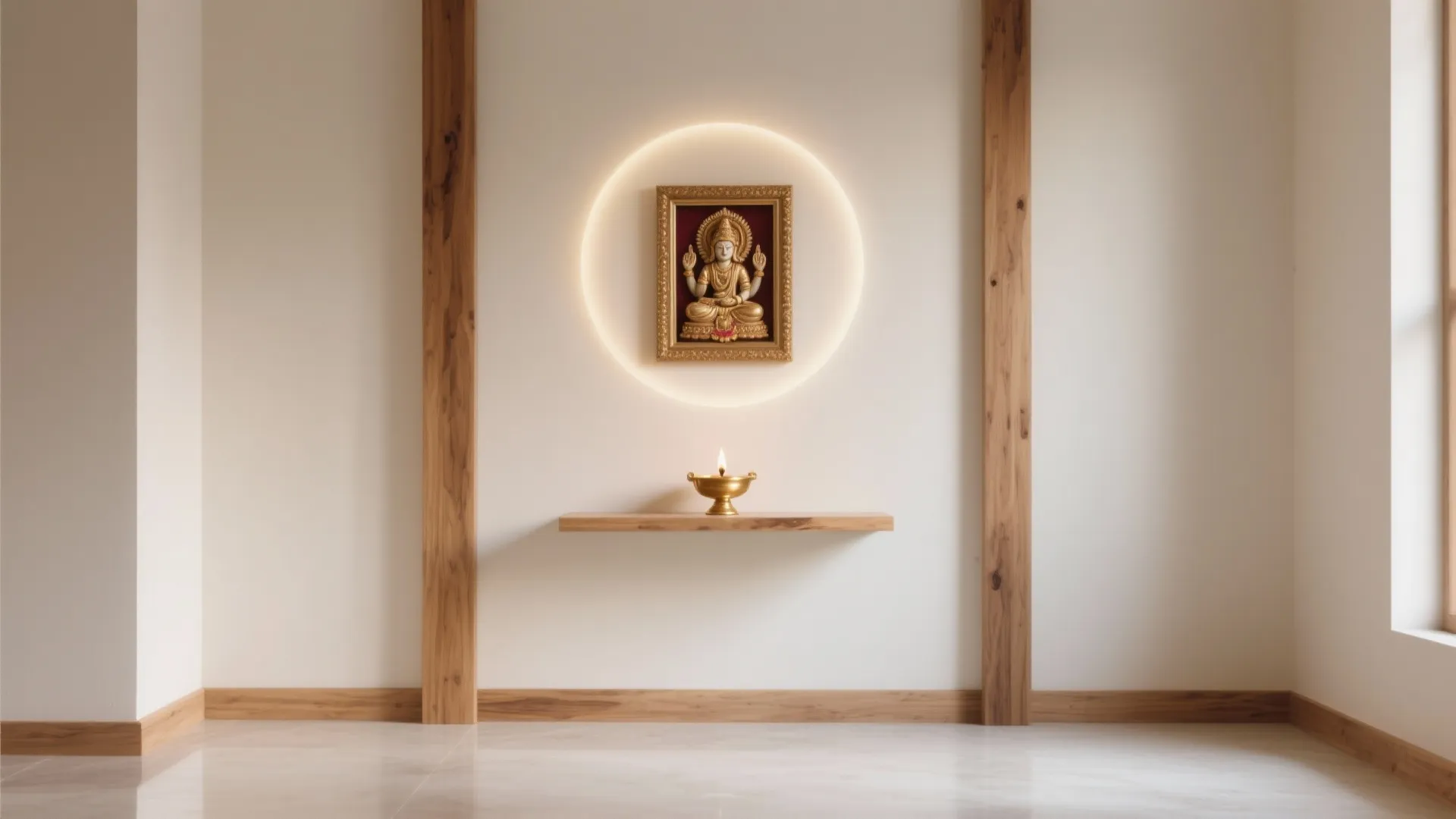 Soft White with Wooden Framing and Halo Wash