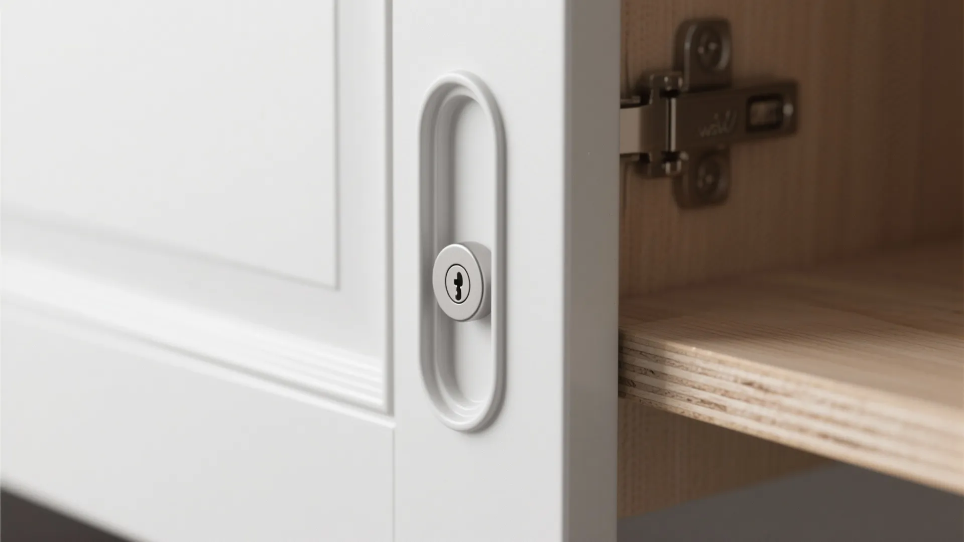 Minimalist hall cupboards with concealed handles