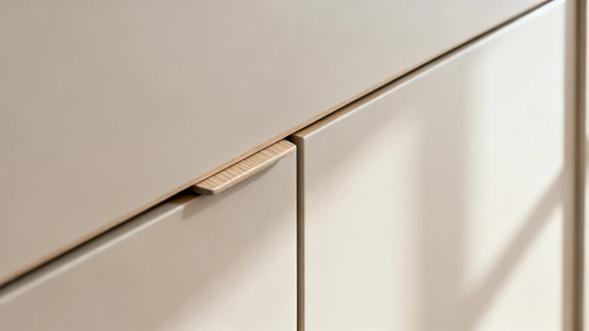 Minimalist cabinet fronts with integrated pulls