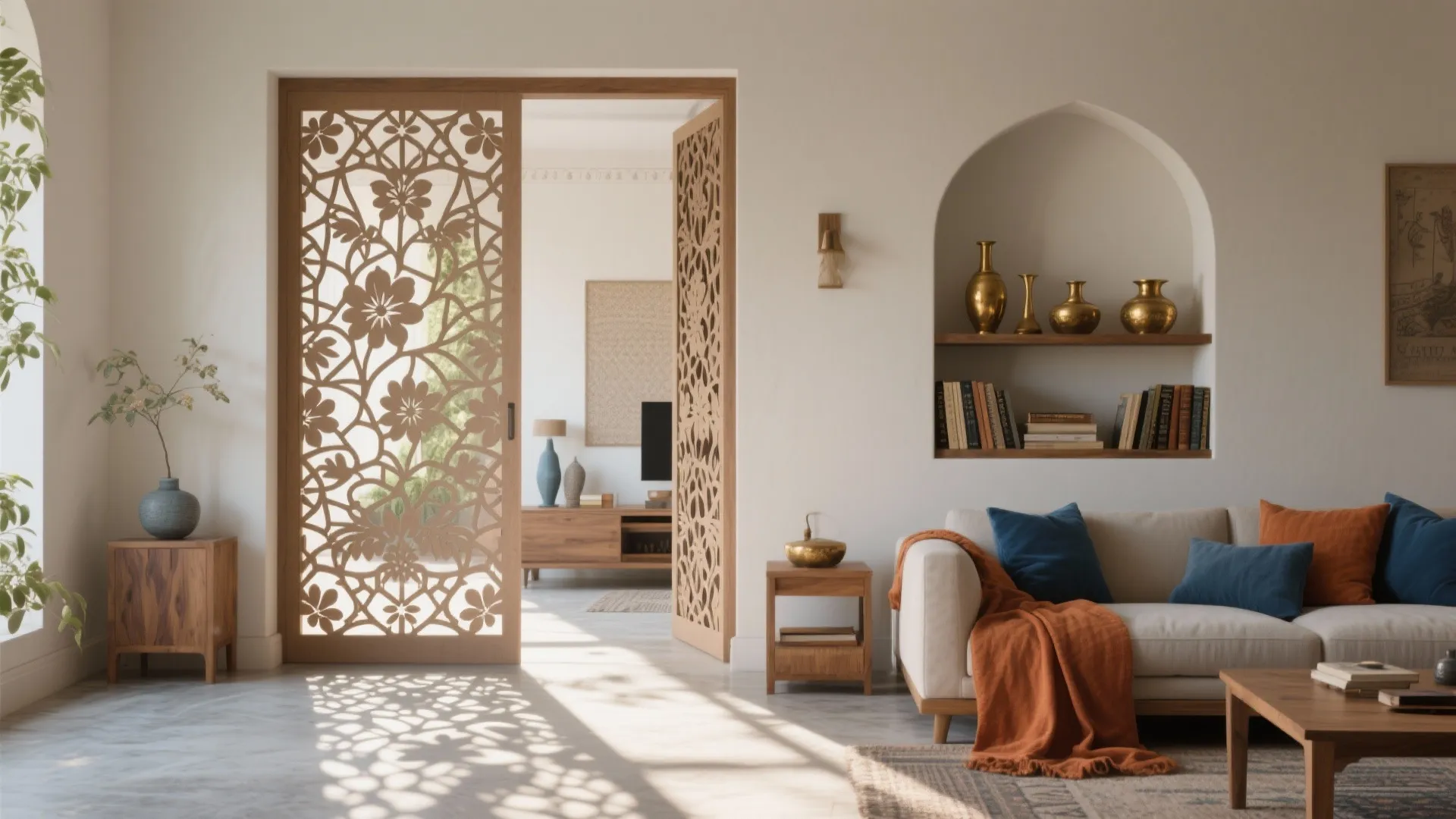 Jaali Screens and Arched Niches for Airy Privacy