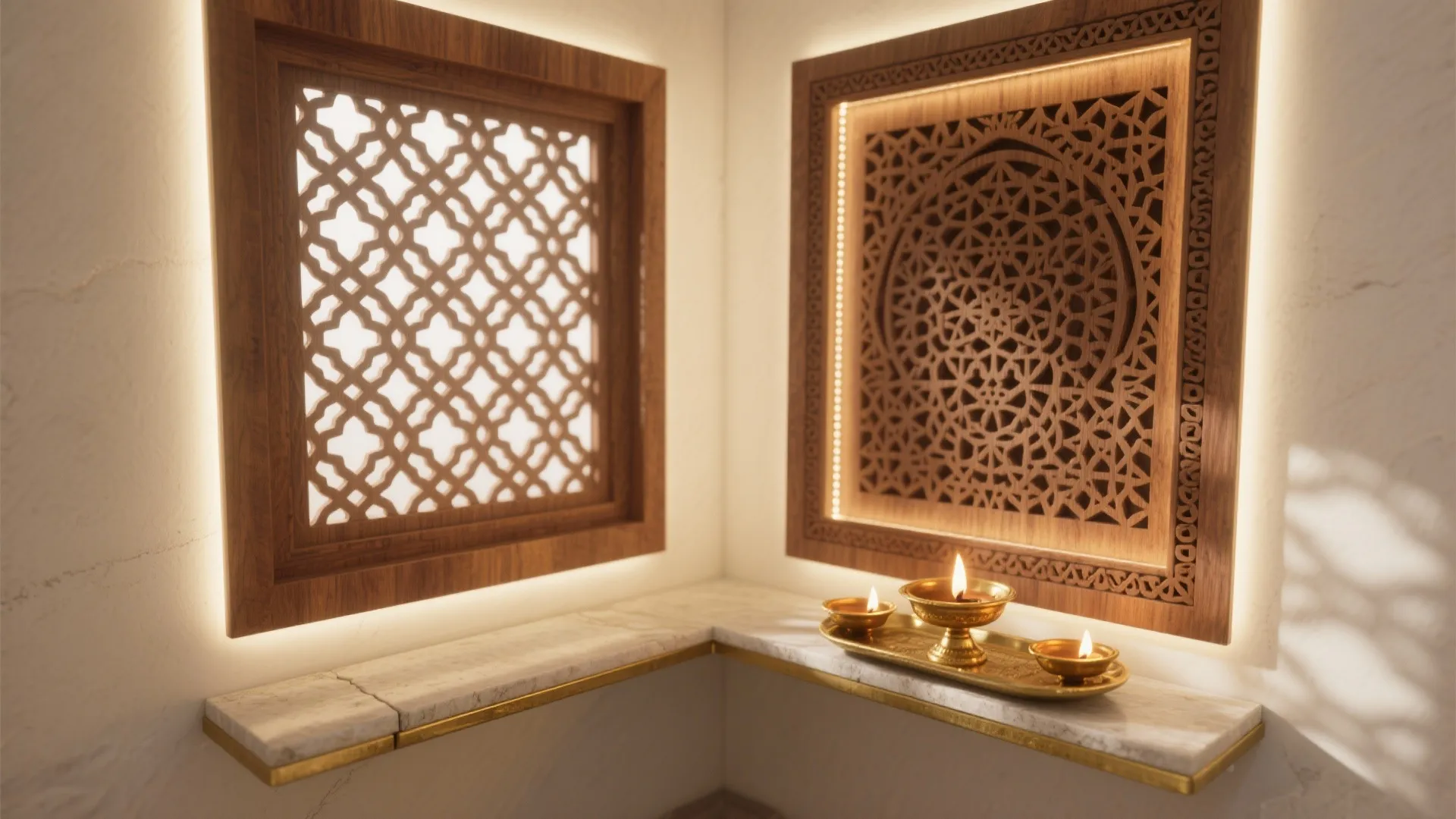 Carved Jaali Backdrop with Gentle Backlighting