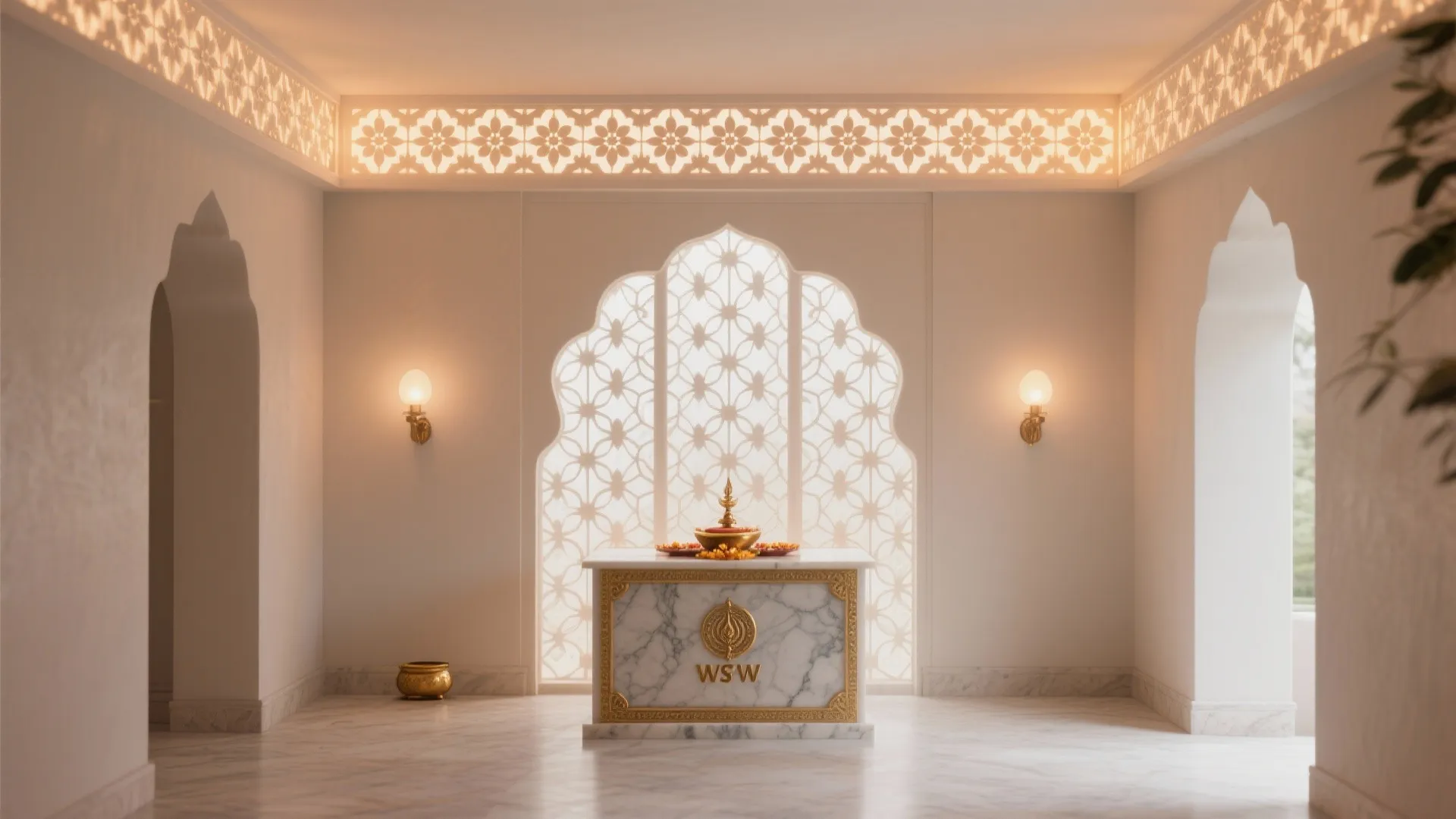 Backlit Jaali Lattice: Ethereal Ceiling Accent