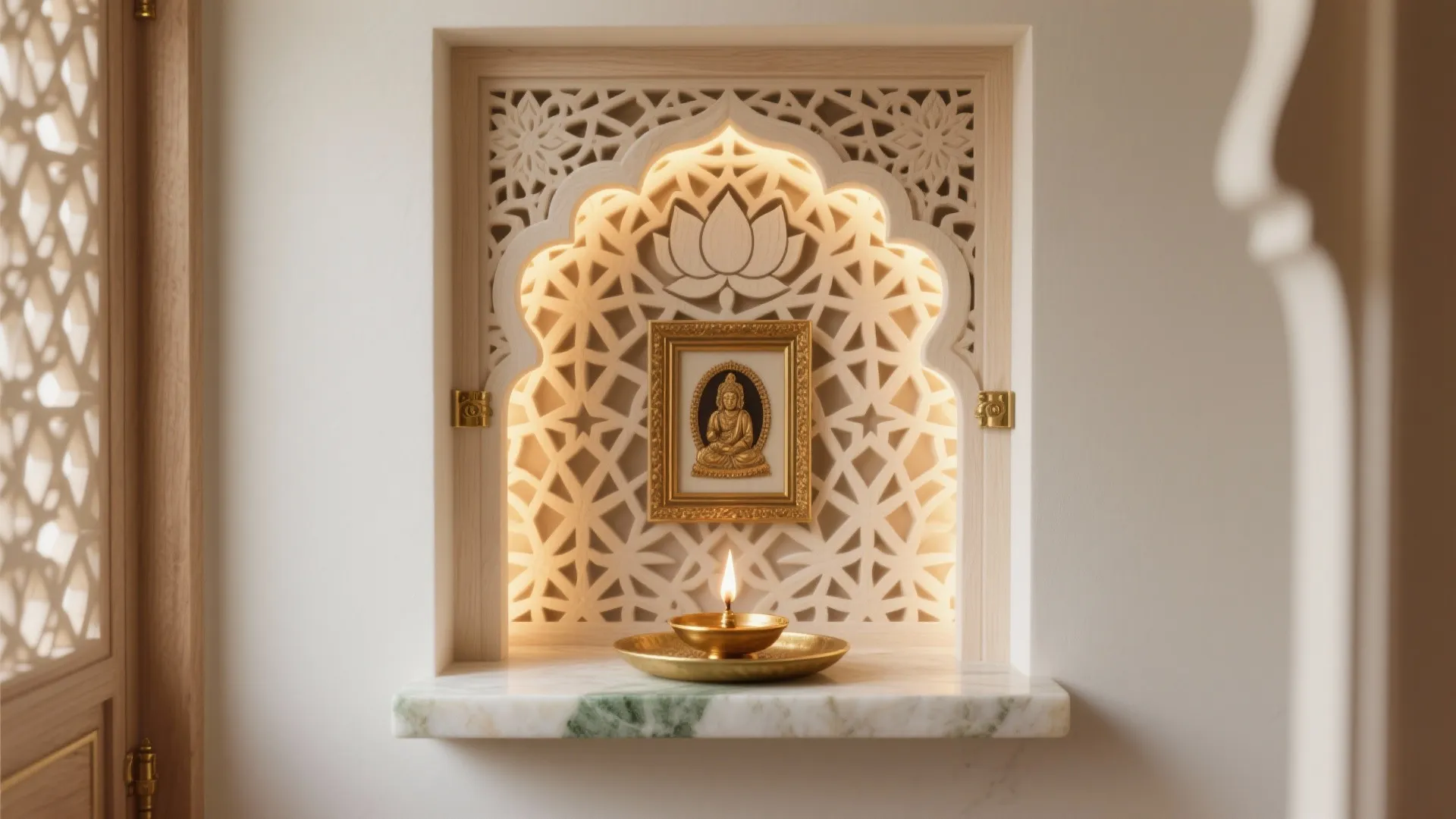 Carved Jaali Backdrop with Soft Backlighting