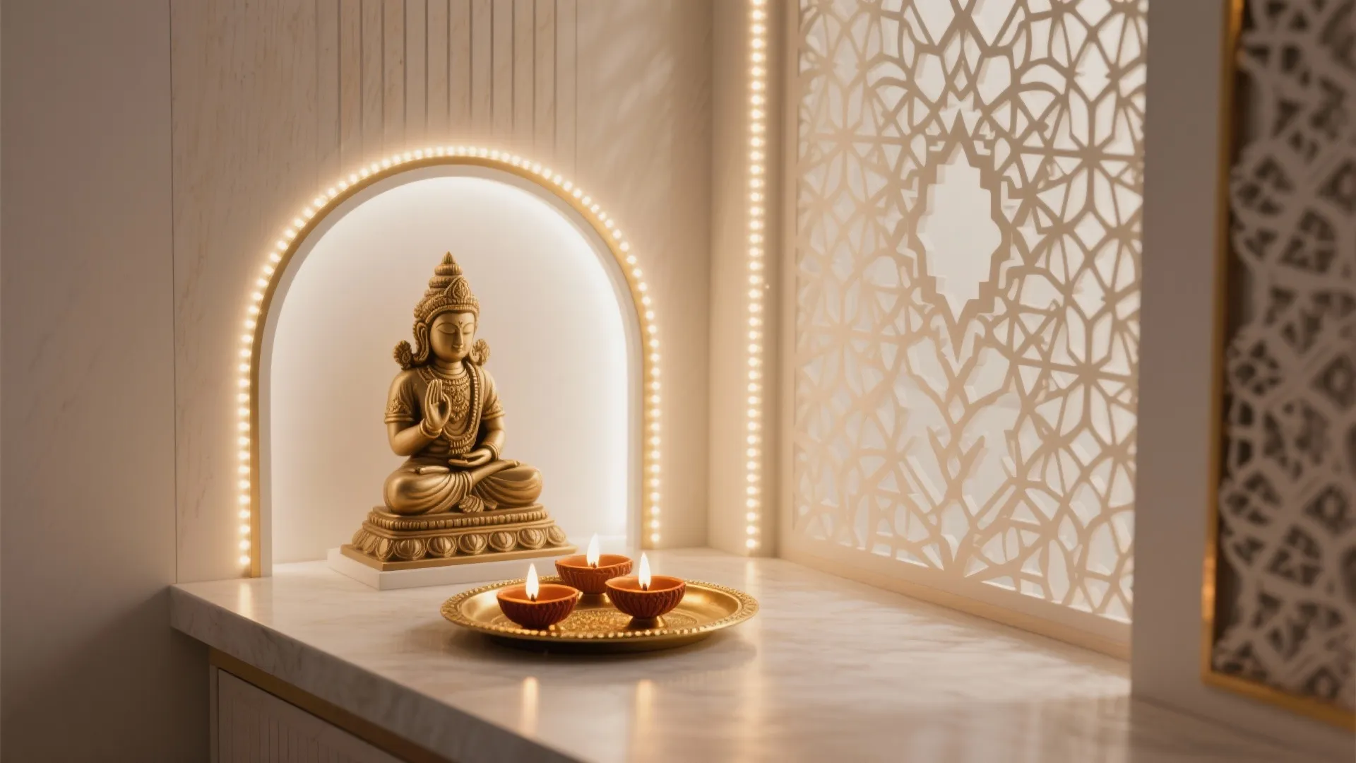 Backlit Jaali Panel for a Soft Spiritual Glow