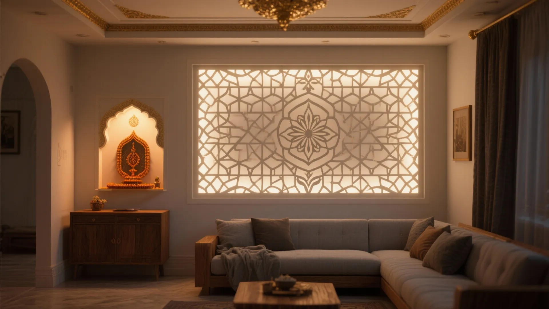 Backlit jaali or CNC lattice for cultural character