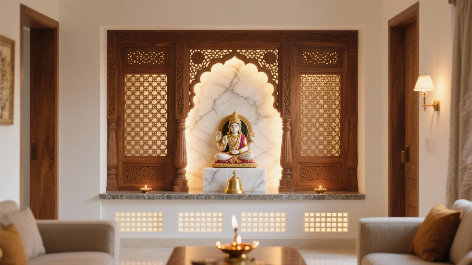 Jaali + Backlit Stone: Sacred Light With Tradition