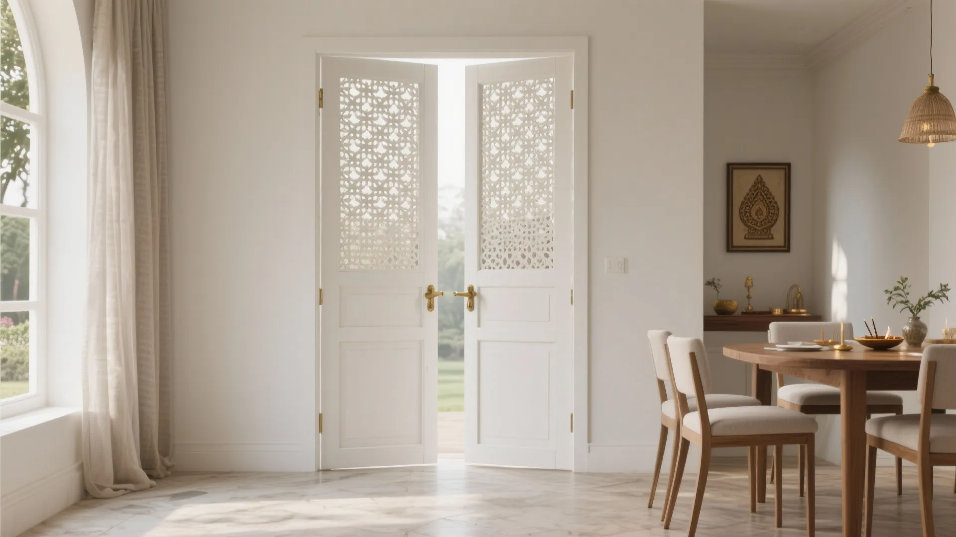 4) Jaali-fold bifold doors in white PU finish