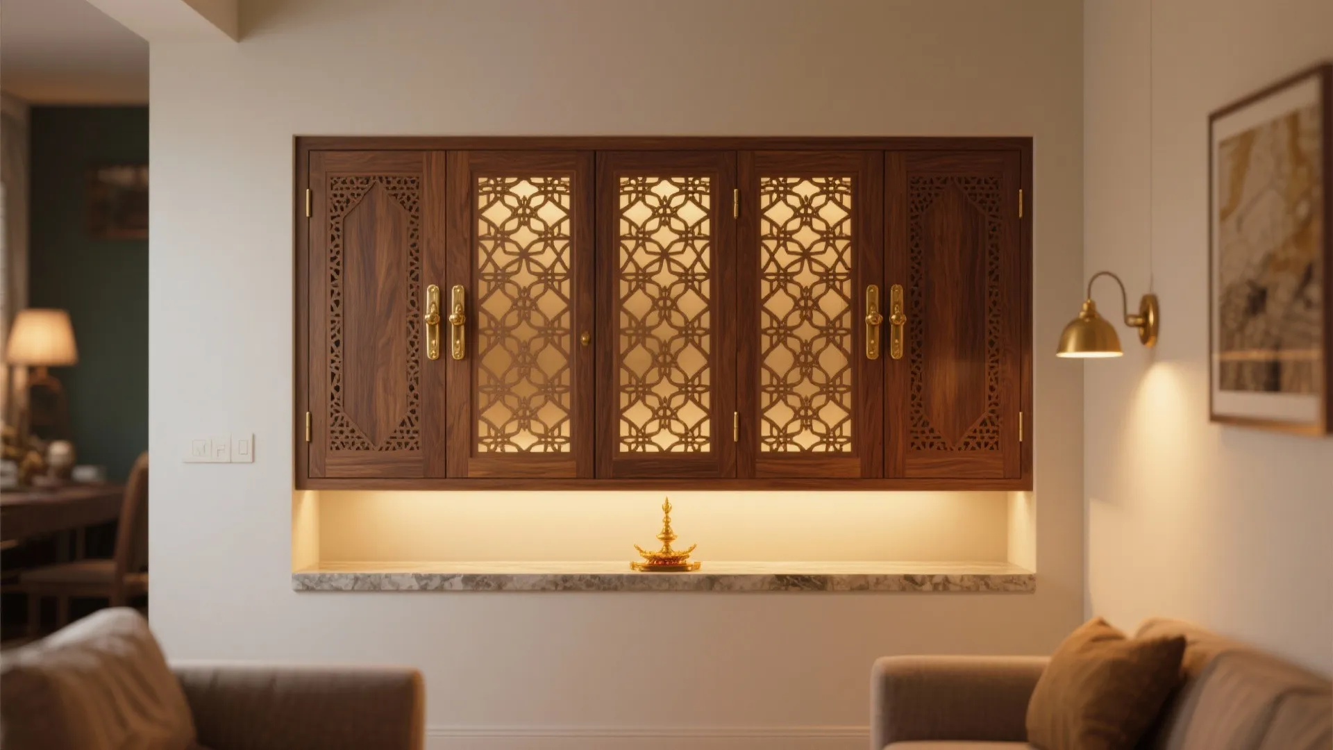 Jaali-Front Pooja Cabinet for Small Apartments