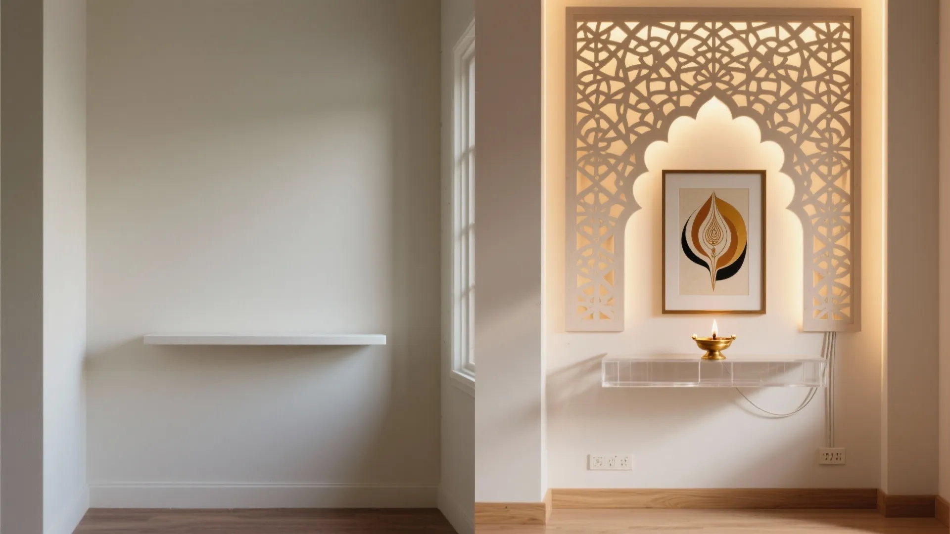 Textured backdrop: jaali, wallpaper, or stone veneer