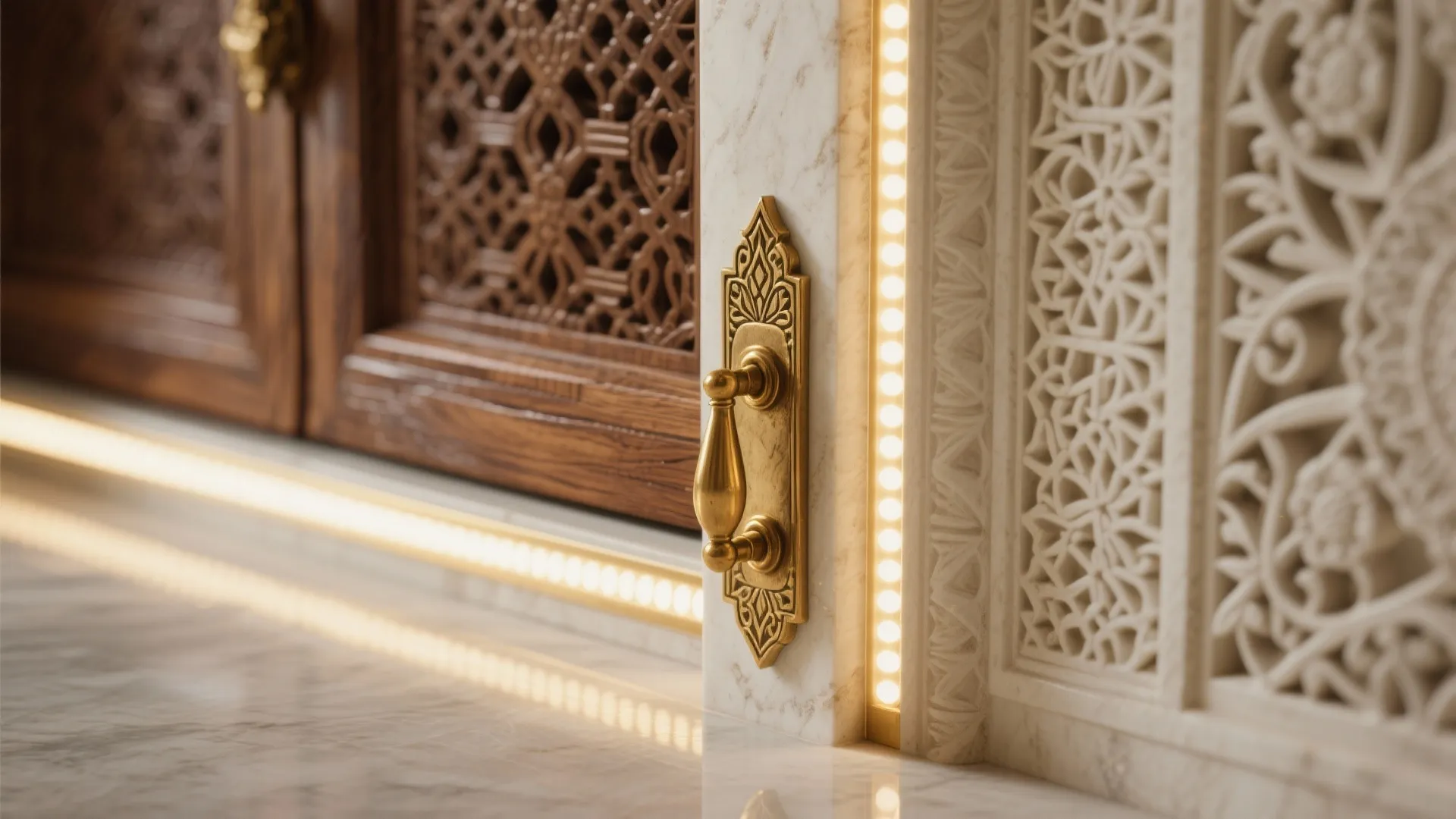 Minimalist mandir wall with concealed storage