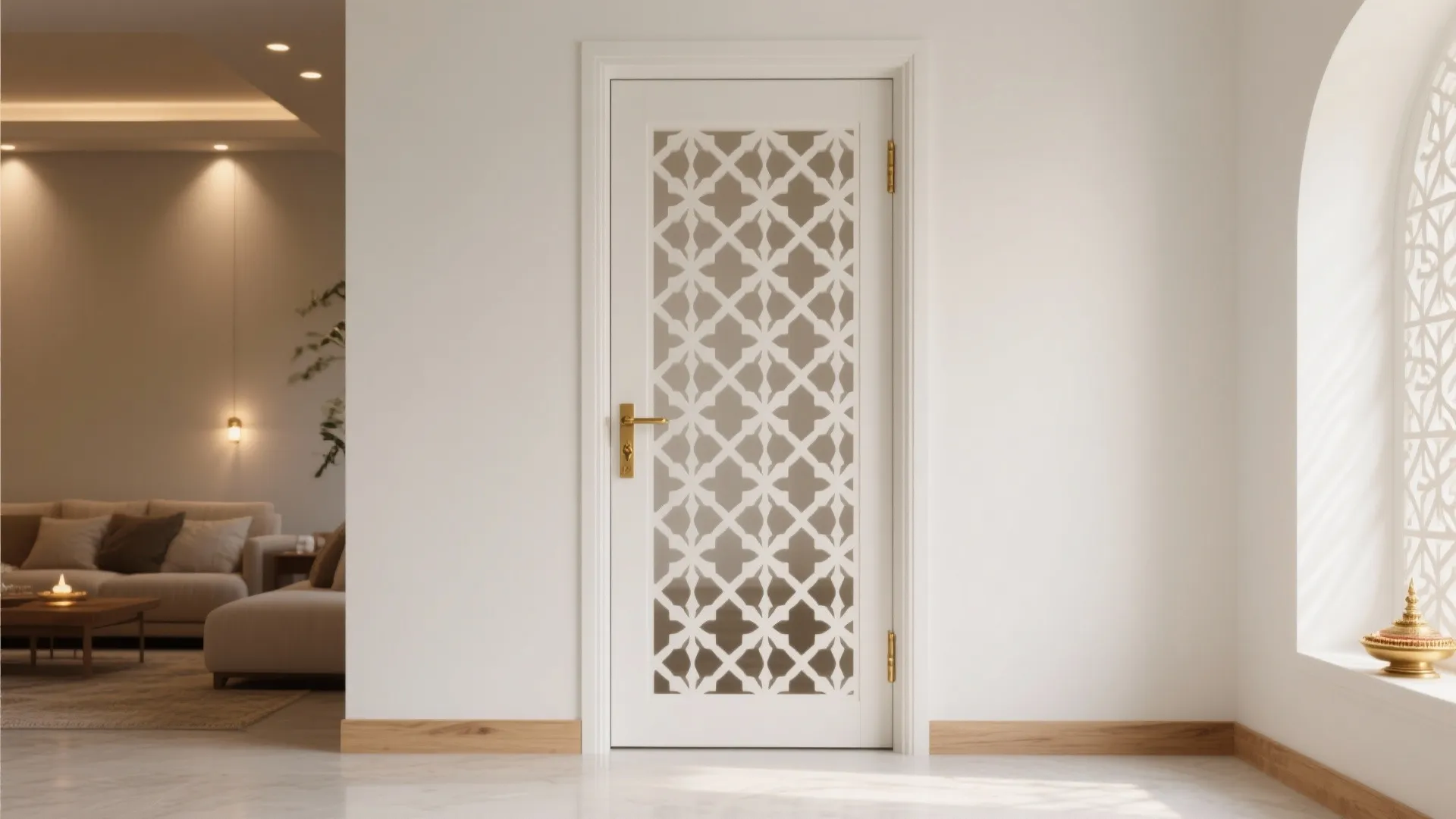 Minimalist Jaali Single Door for a Calm Nook