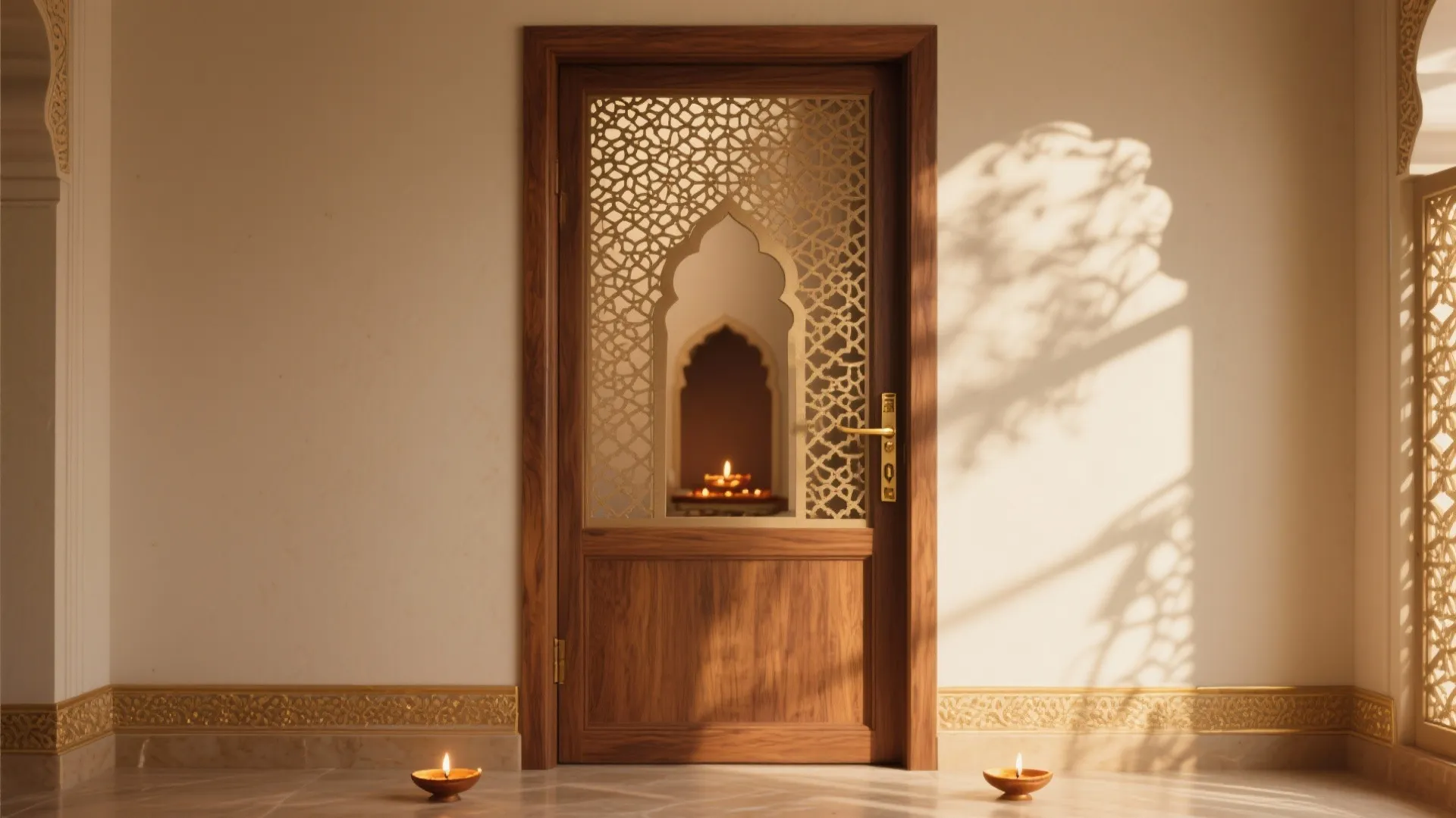 2) Jaali or Lattice Doors for Ventilation and Privacy