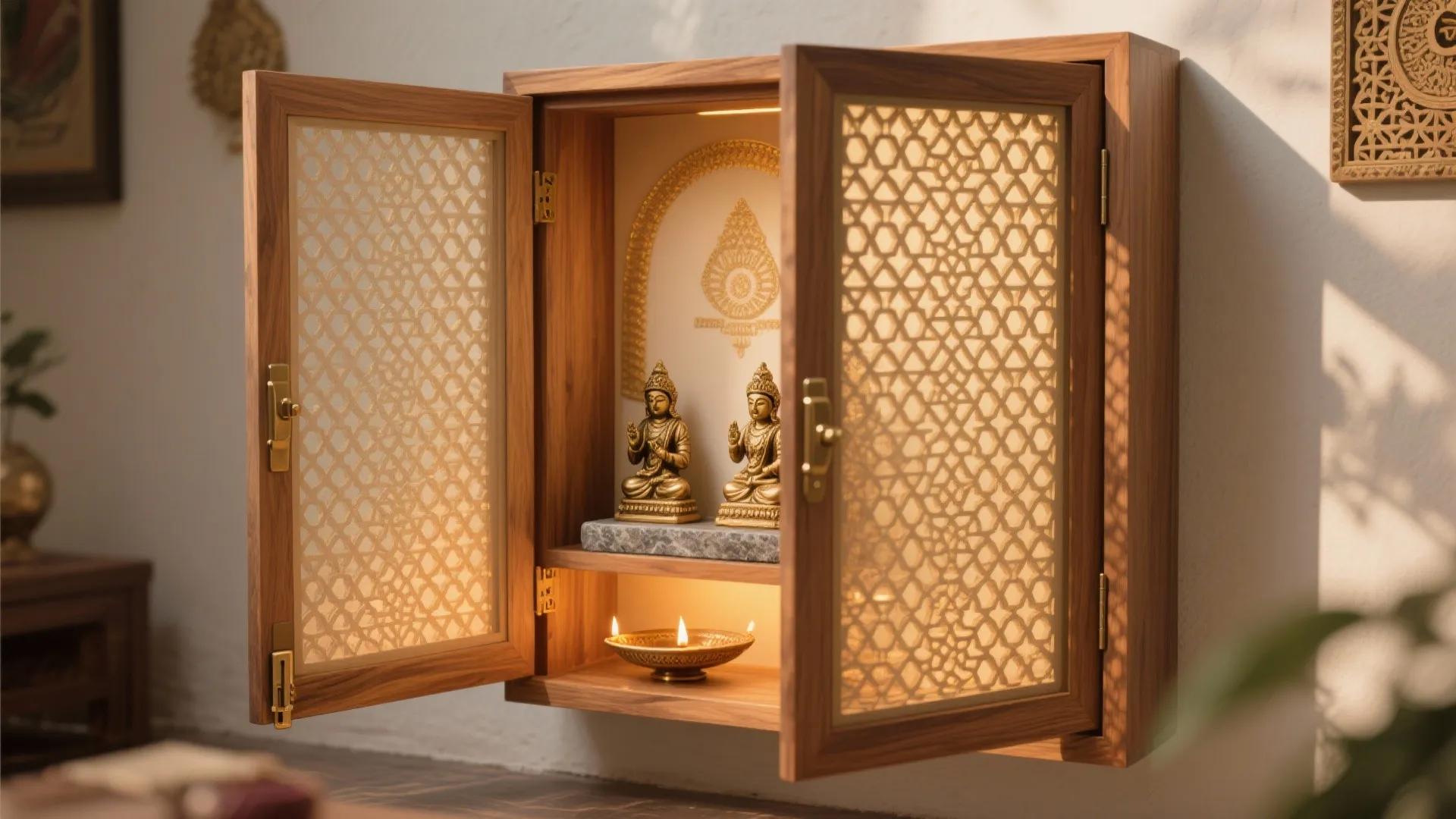 Jaali doors for privacy, airflow, and a soft silhouette