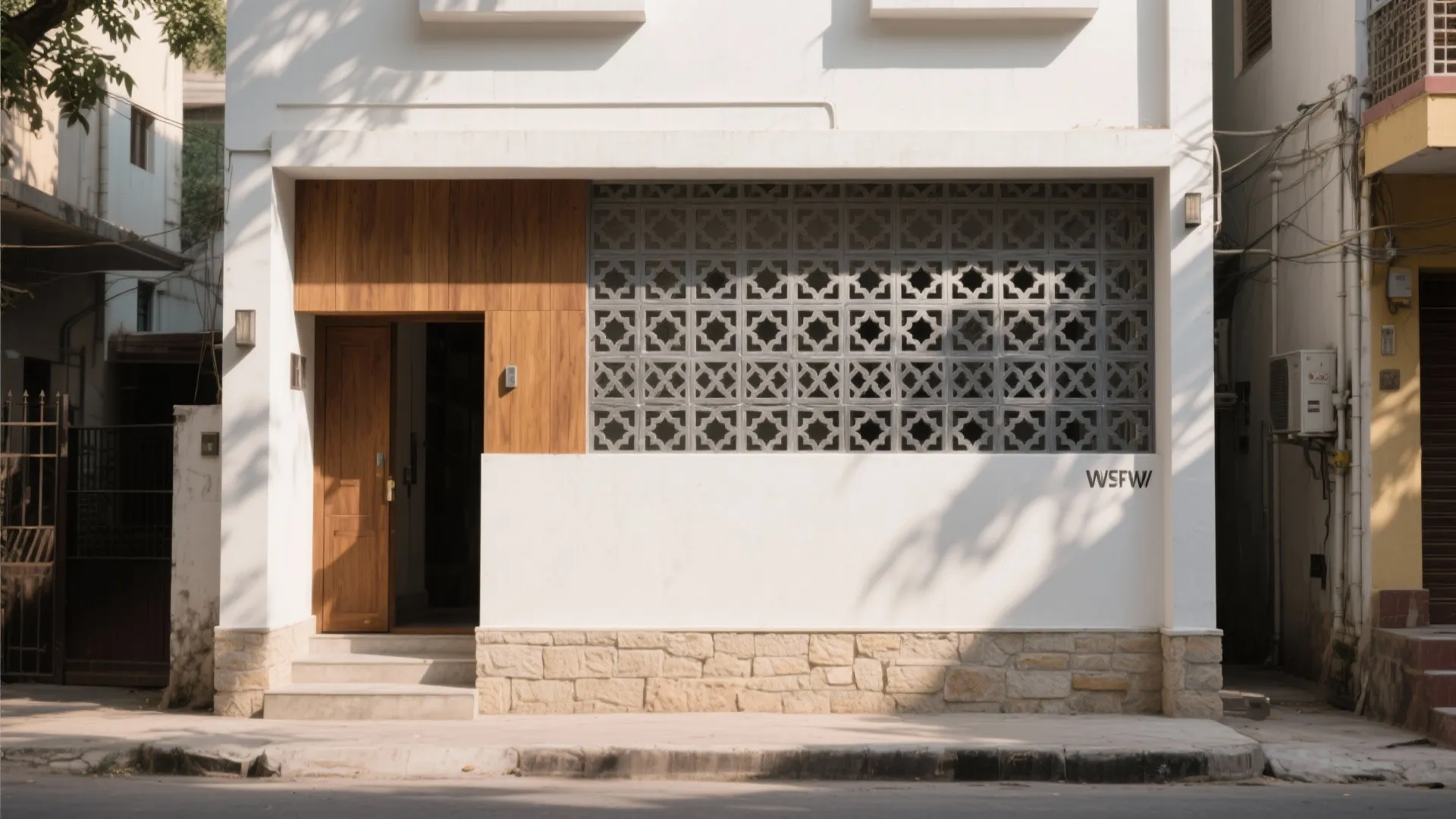Patterned Jaali Front Wall for Light and Privacy