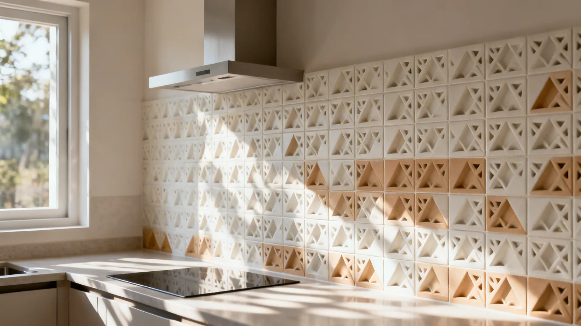 Jaali-inspired geometric tiles for ventilation zones