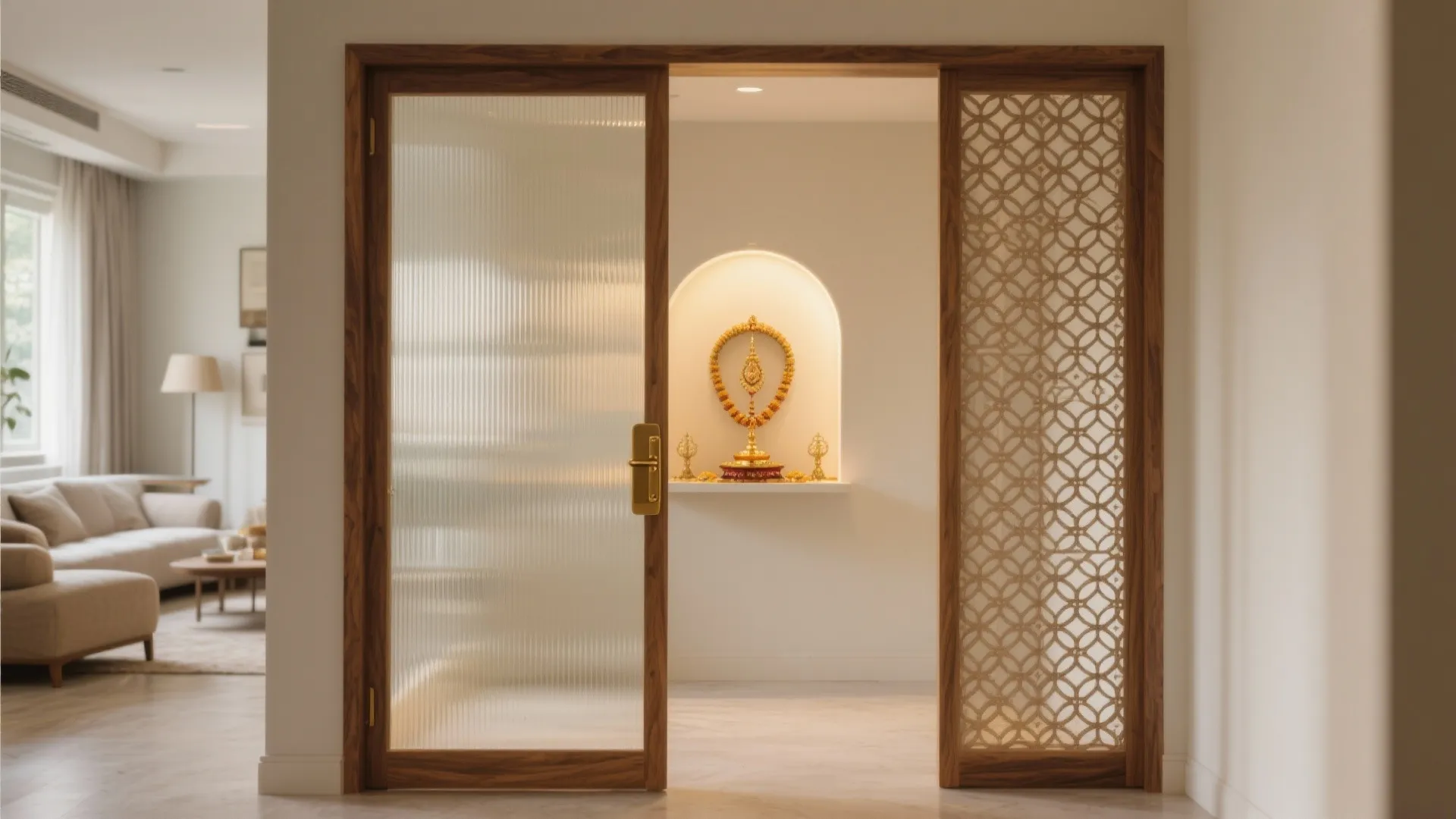 Translucent glass or jaali for light and privacy