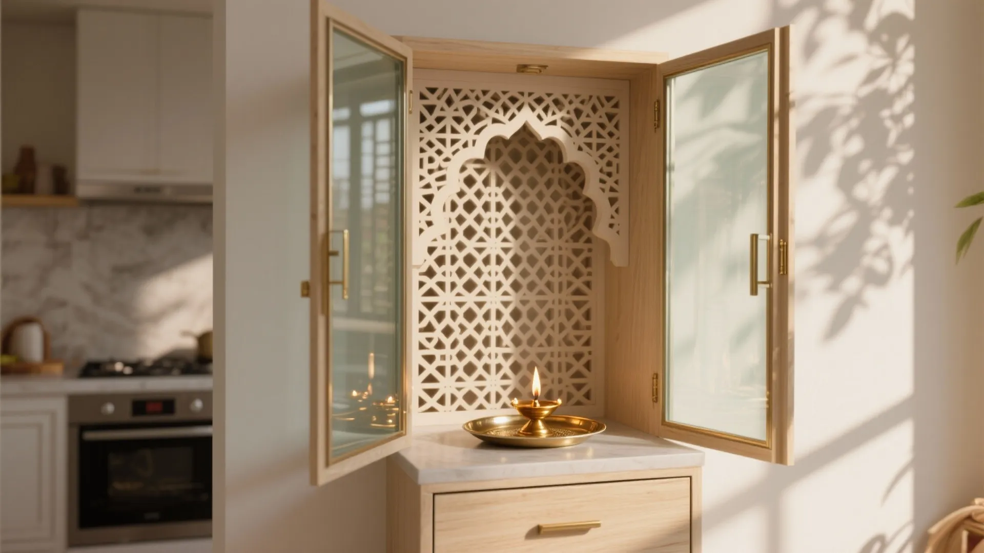 Jaali Backdrop and Glass Doors for Serenity