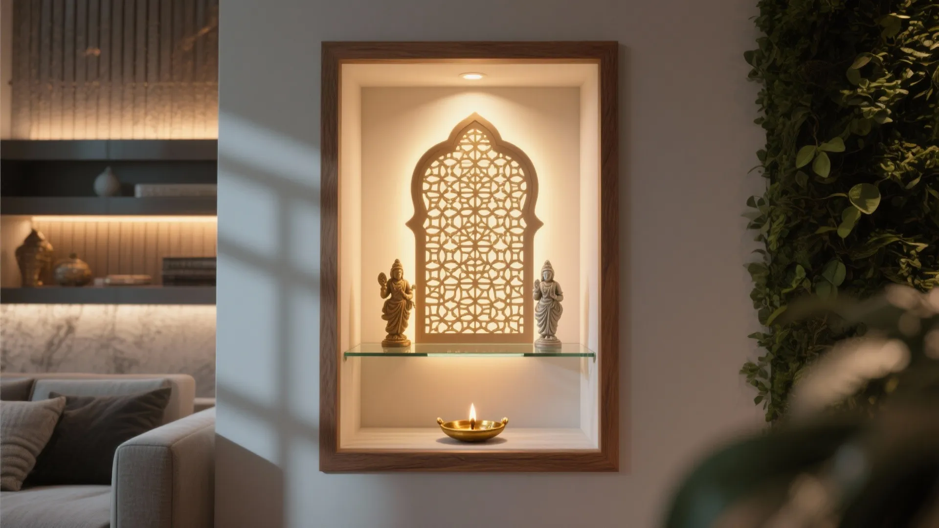 Backlit Jaali And Glass For A Luminous Sanctum