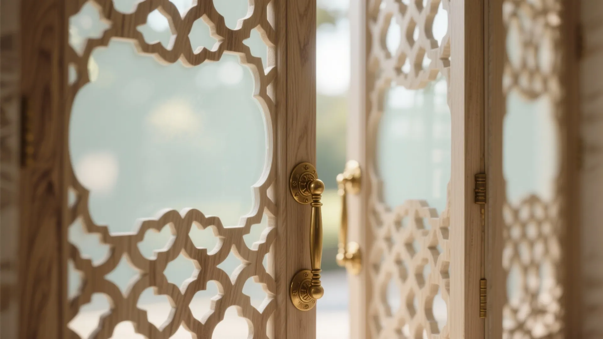 Glass-and-Wood Jaali Doors for Soft Light