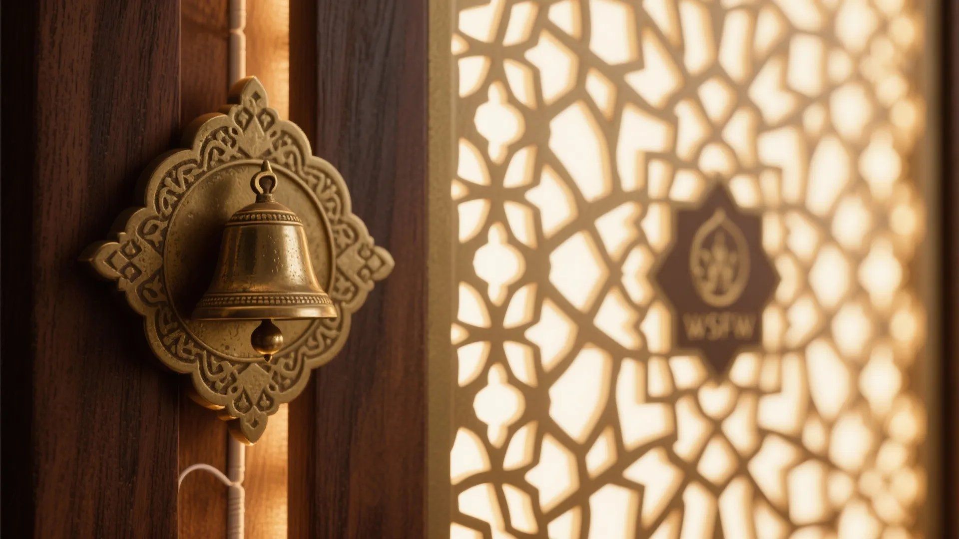 Backlit Jaali and Brass Accents for a Sacred Glow